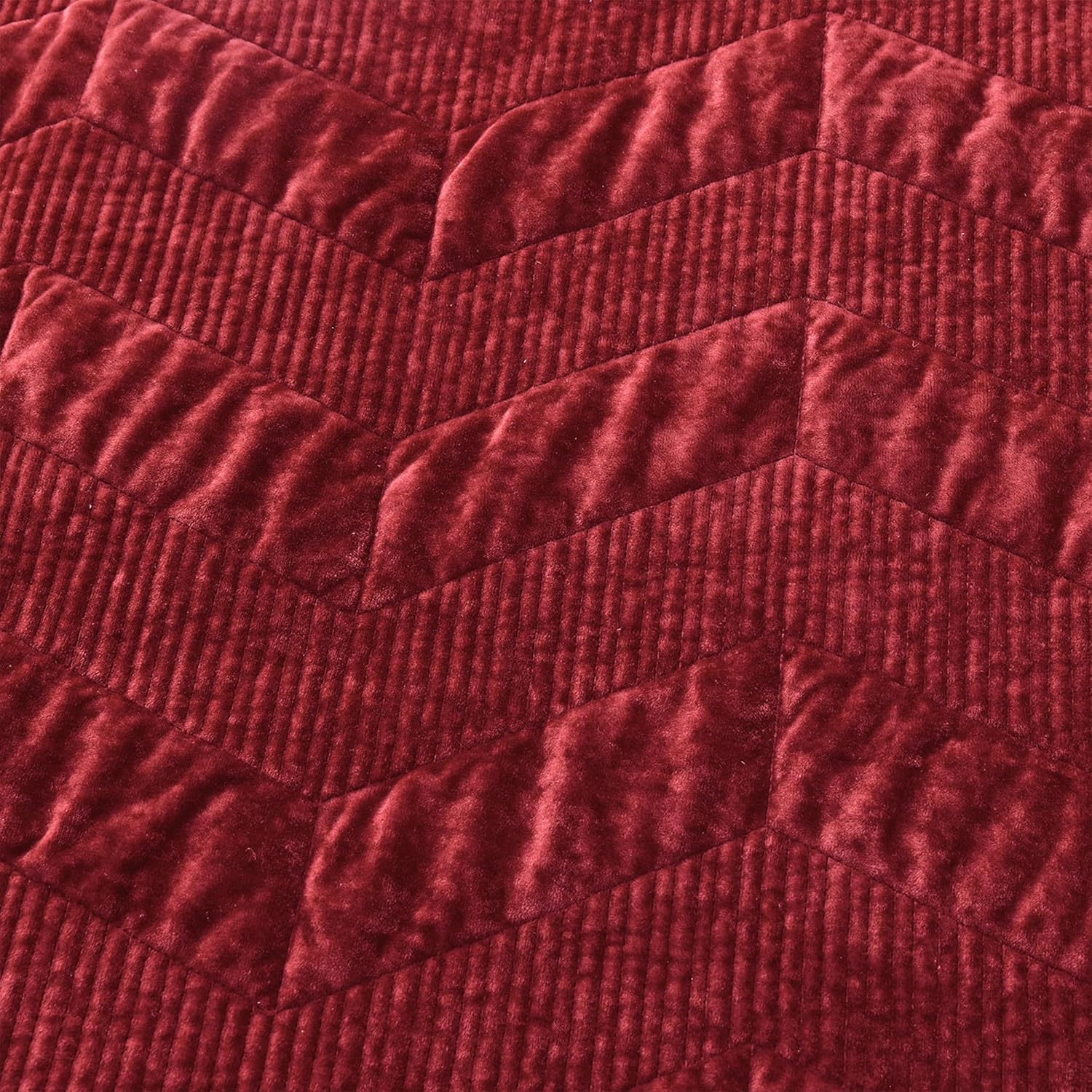 SHALALA Velvet Quilt Set King Size with Geometric Design