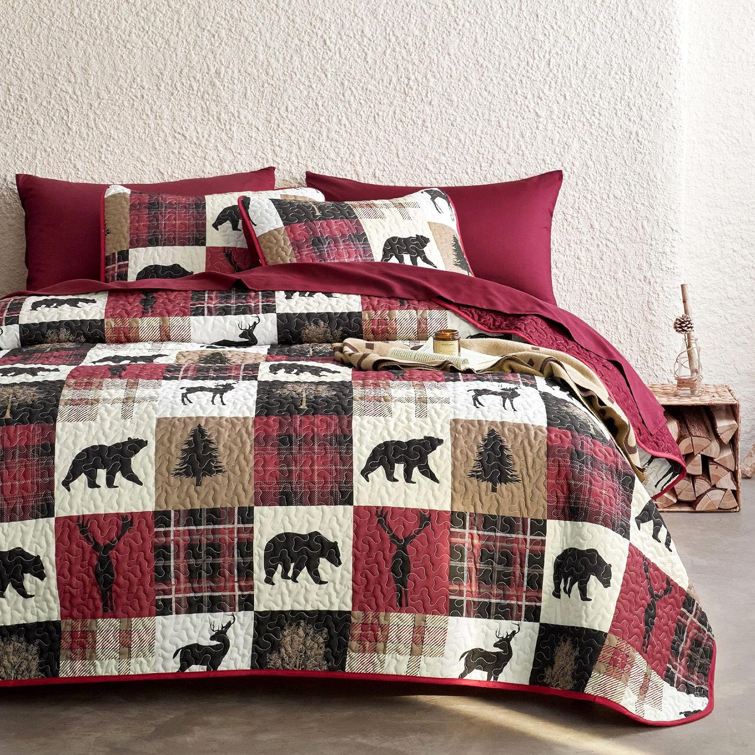 Wake In Cloud Rustic Quilt Set QueenFull 3 Pieces