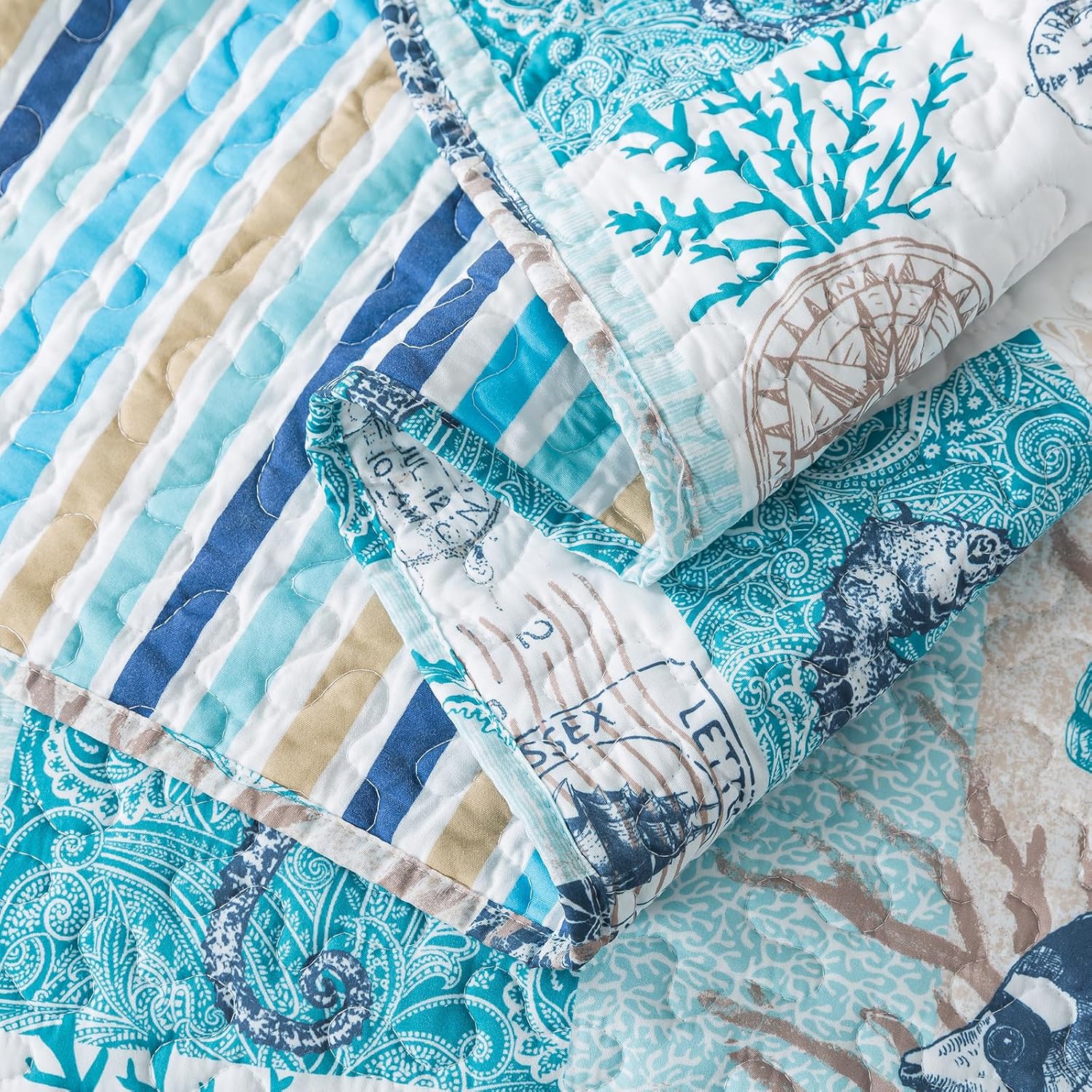 Travan King Size Beach Quilt Set with 2 Shams