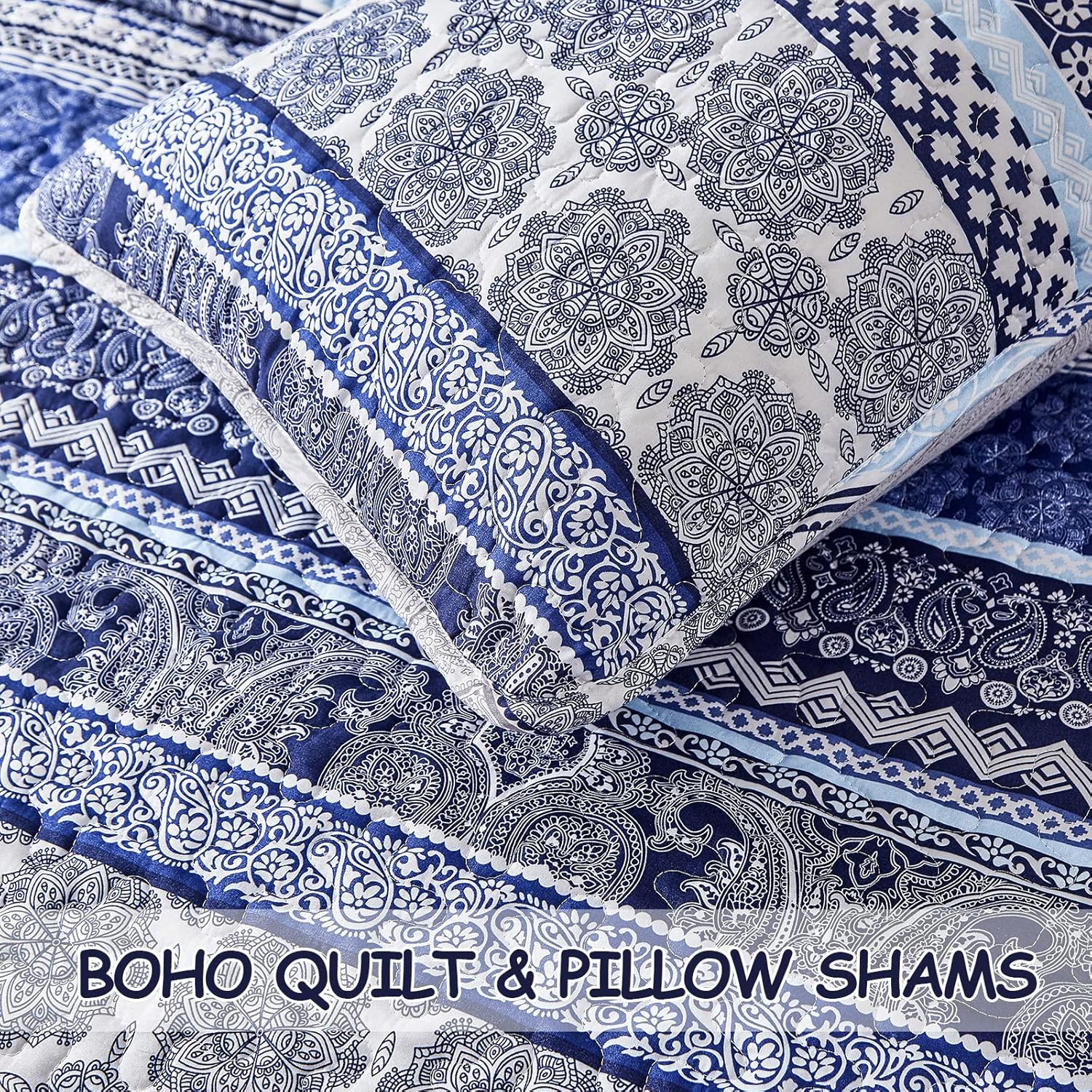 WONGS BEDDING Boho Quilt Set Queen Size 1