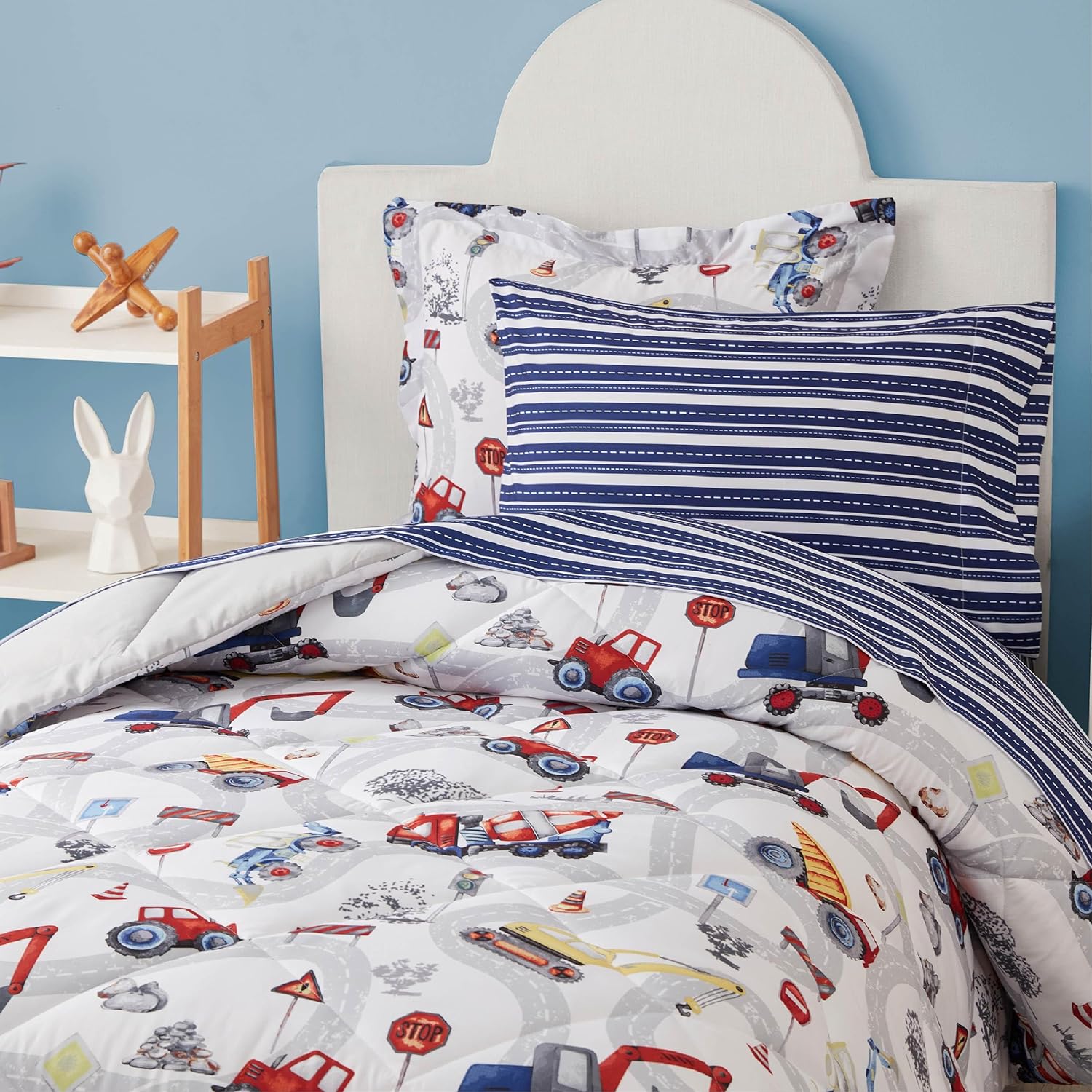 Truck Twin Comforter Set for Boys 5 Piece