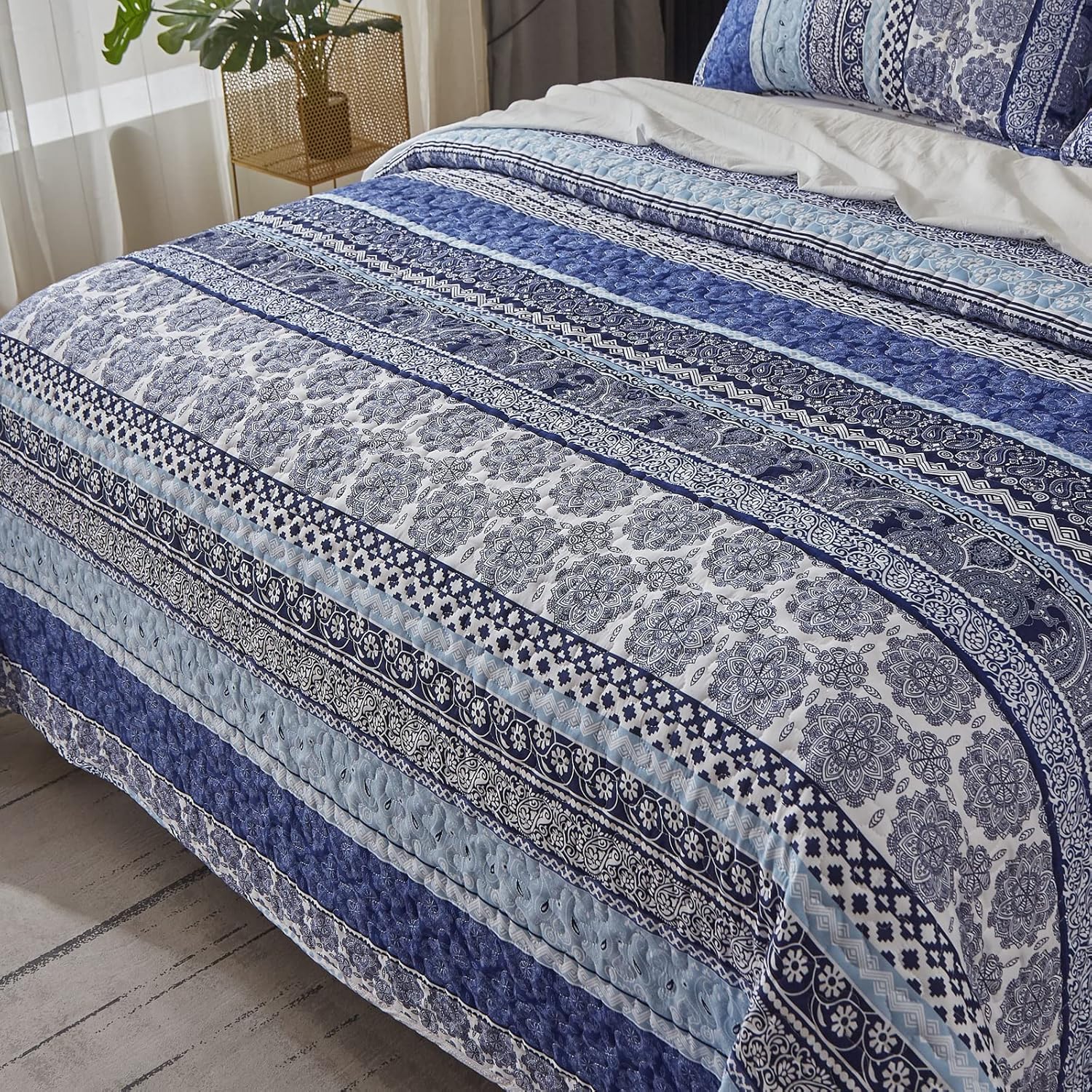 WONGS BEDDING Boho Quilt Set Queen Size 1