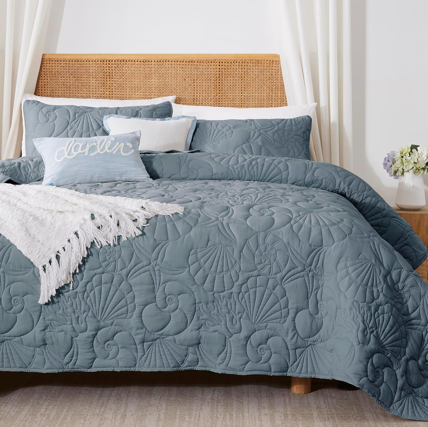 WDCOZY Coastal Beach King Quilt Set