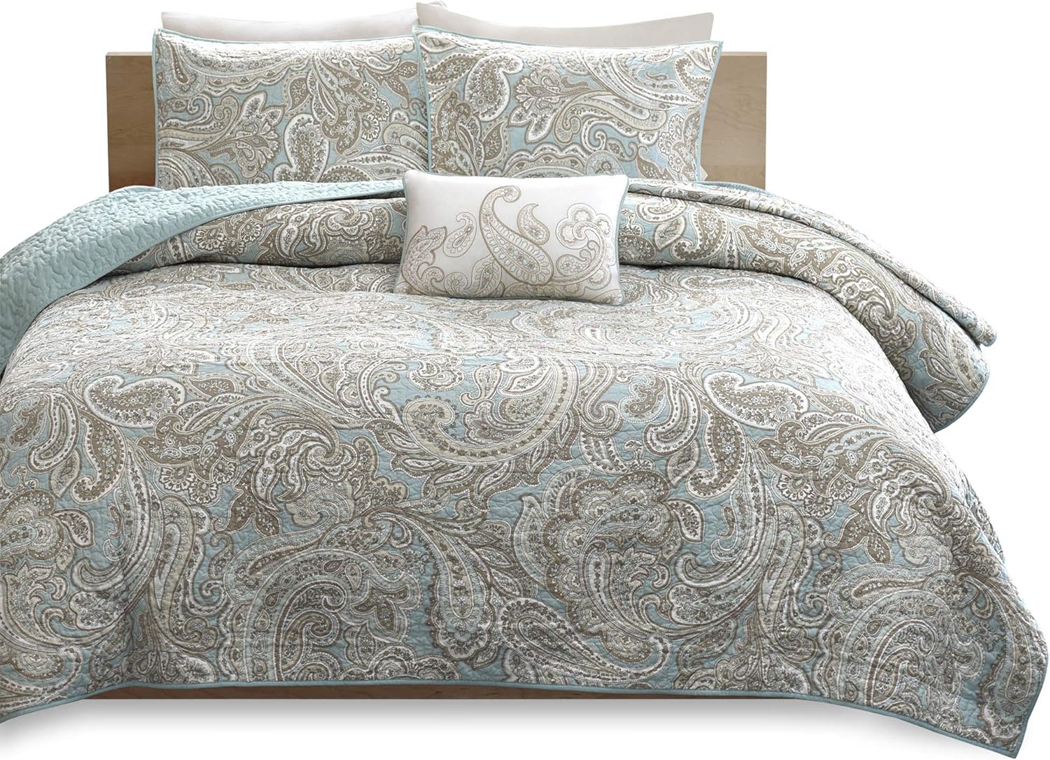 Madison Park Pure Ronan Cotton Quilt Set Blue 4 Piece
