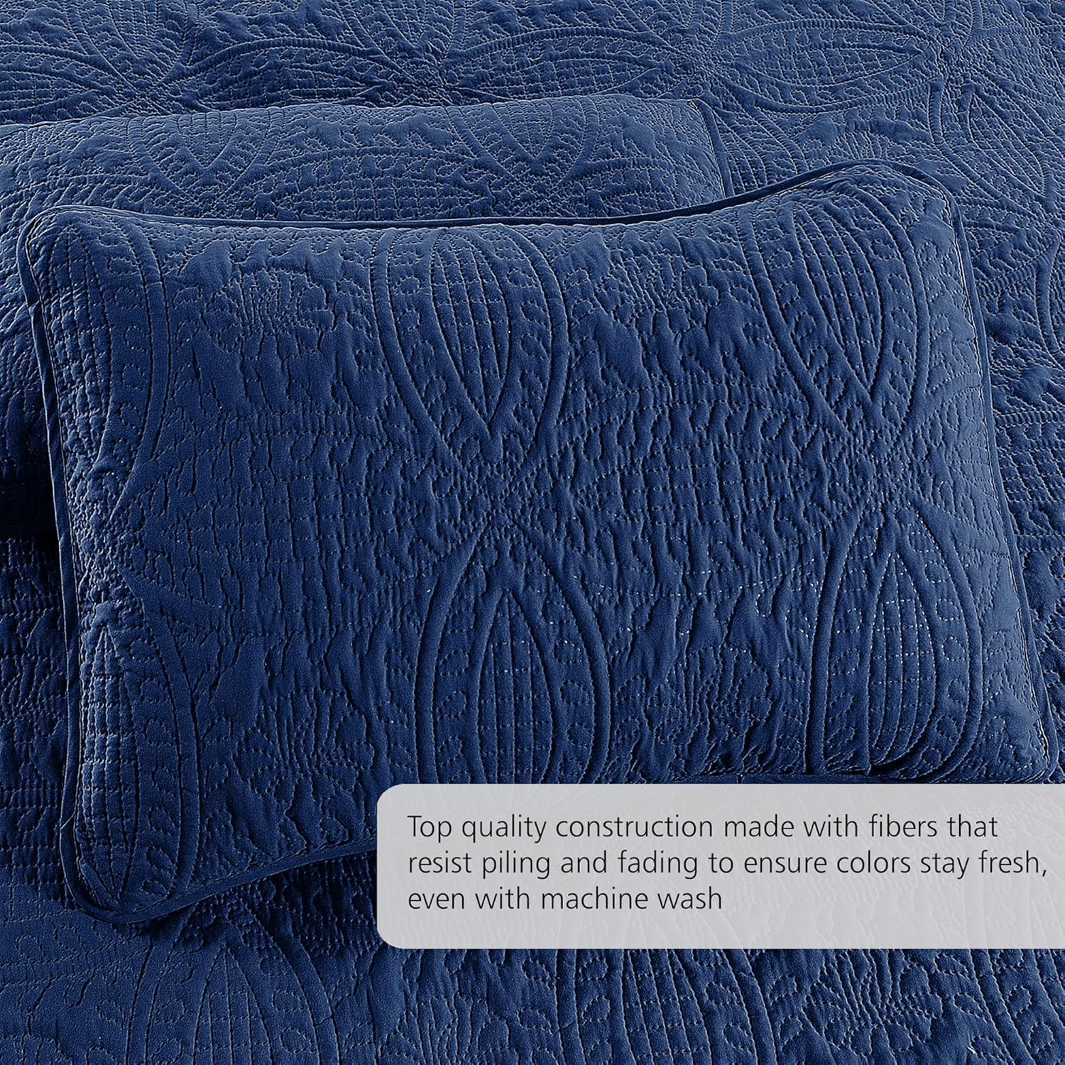 Pure Bedding Quilt Set Navy FullQueen