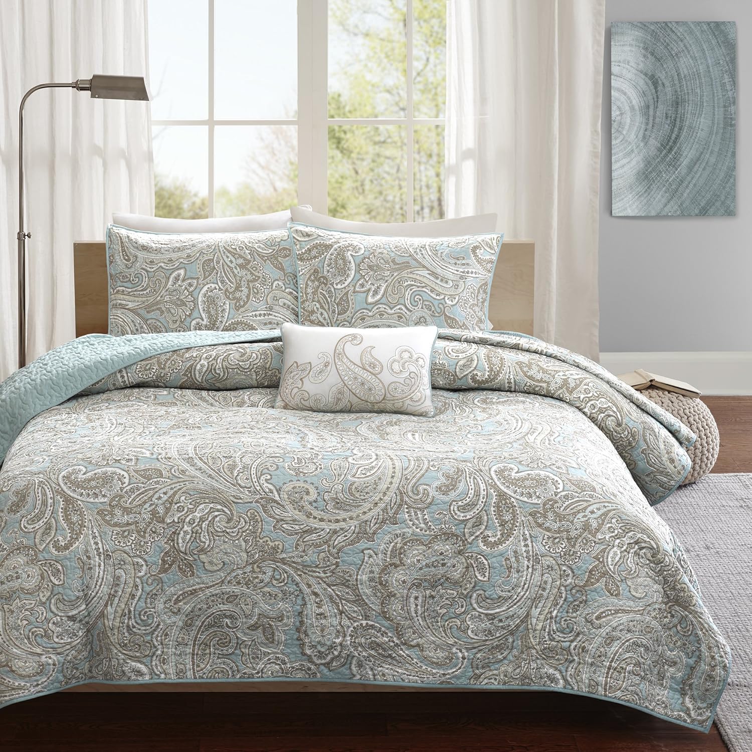 Madison Park Pure Ronan Cotton Quilt Set Blue 4 Piece