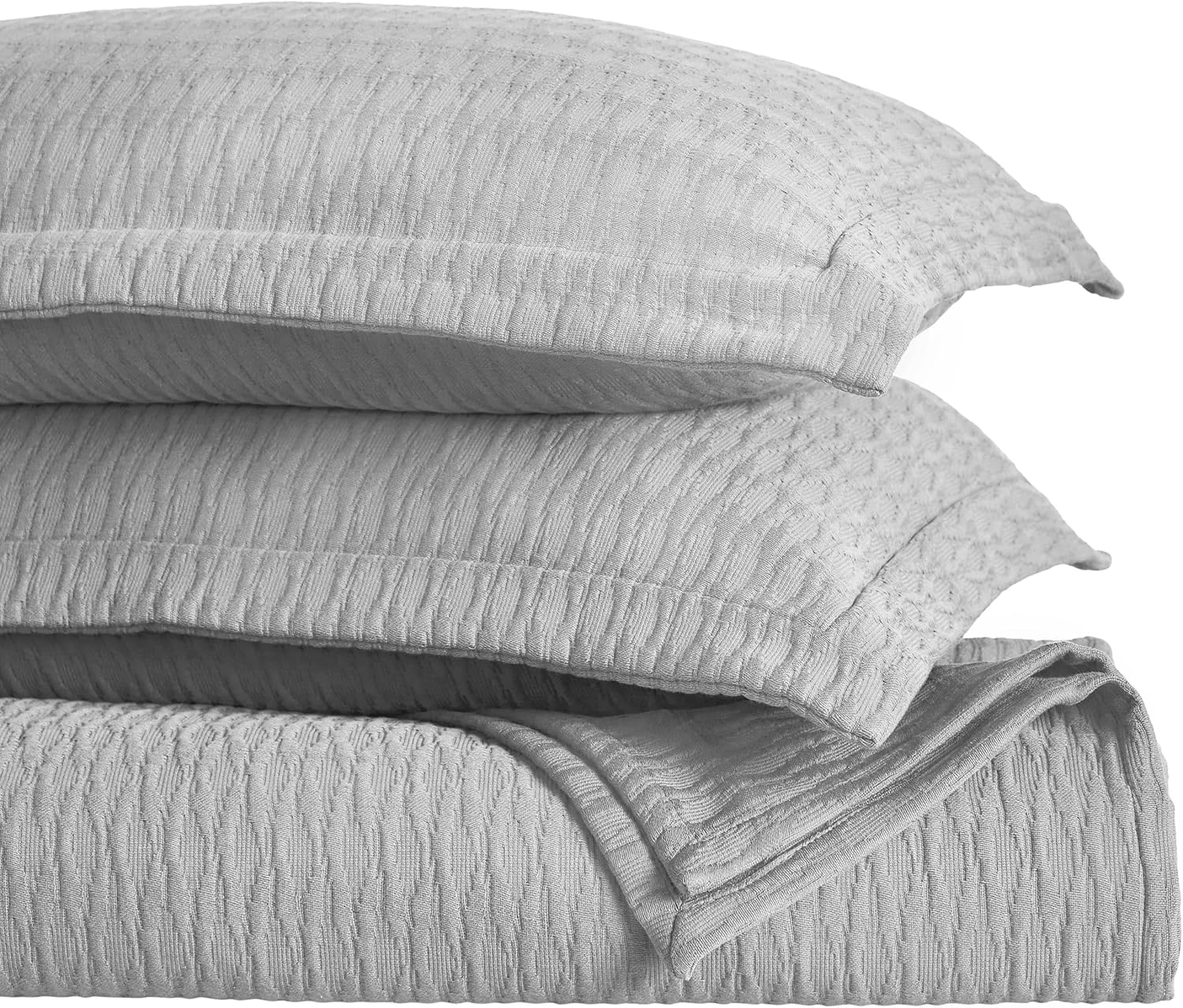 Superior 3 Piece Cotton Bedspread Set Grey