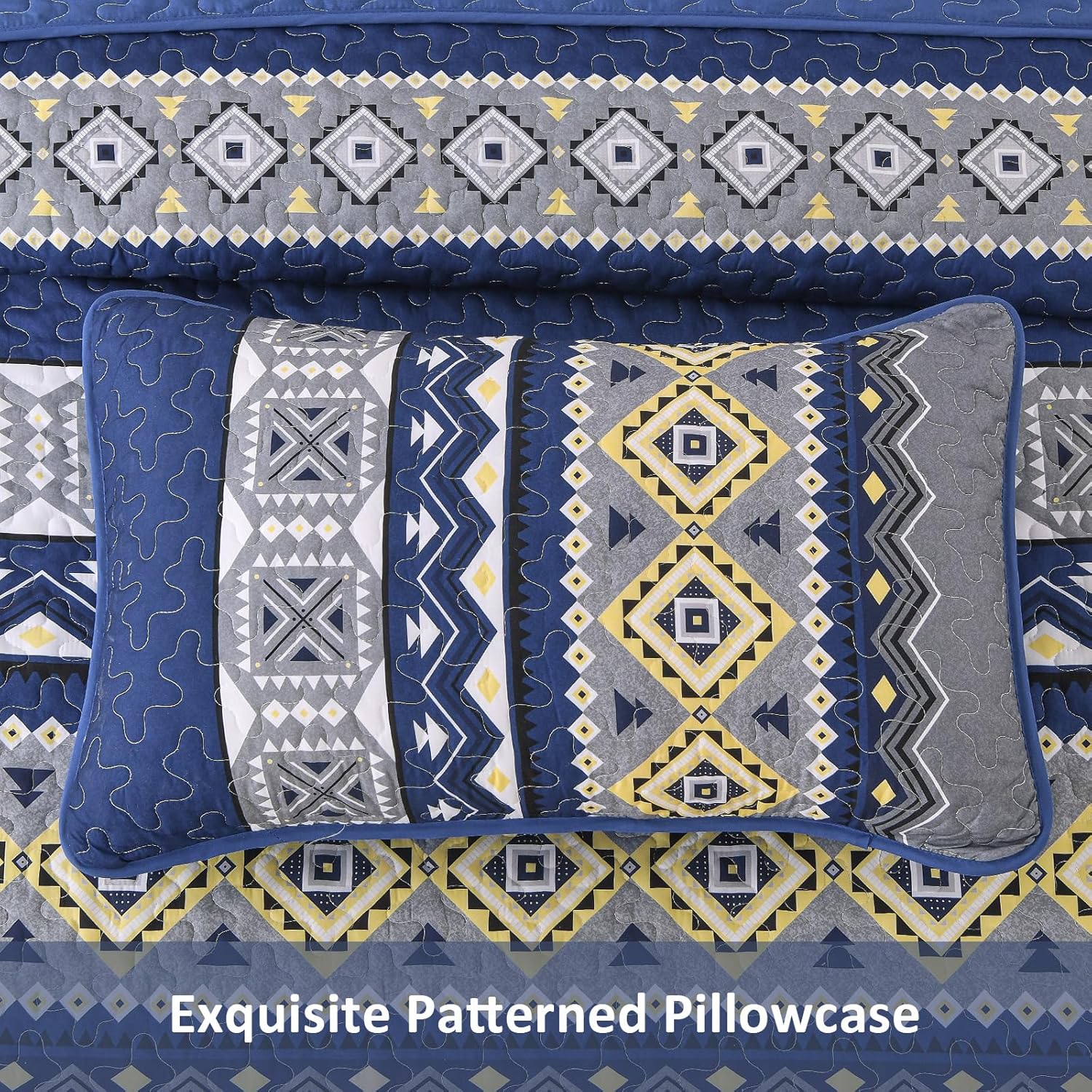 Wongs Bedding 3-Piece Quilt Set Queen Size Navy Blue