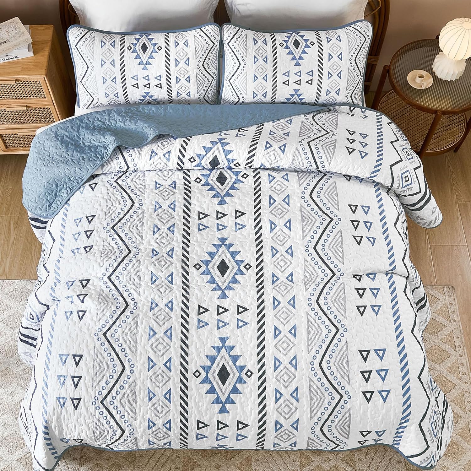 Drucon Boho Aztec Quilt Set 3 pcs King Size