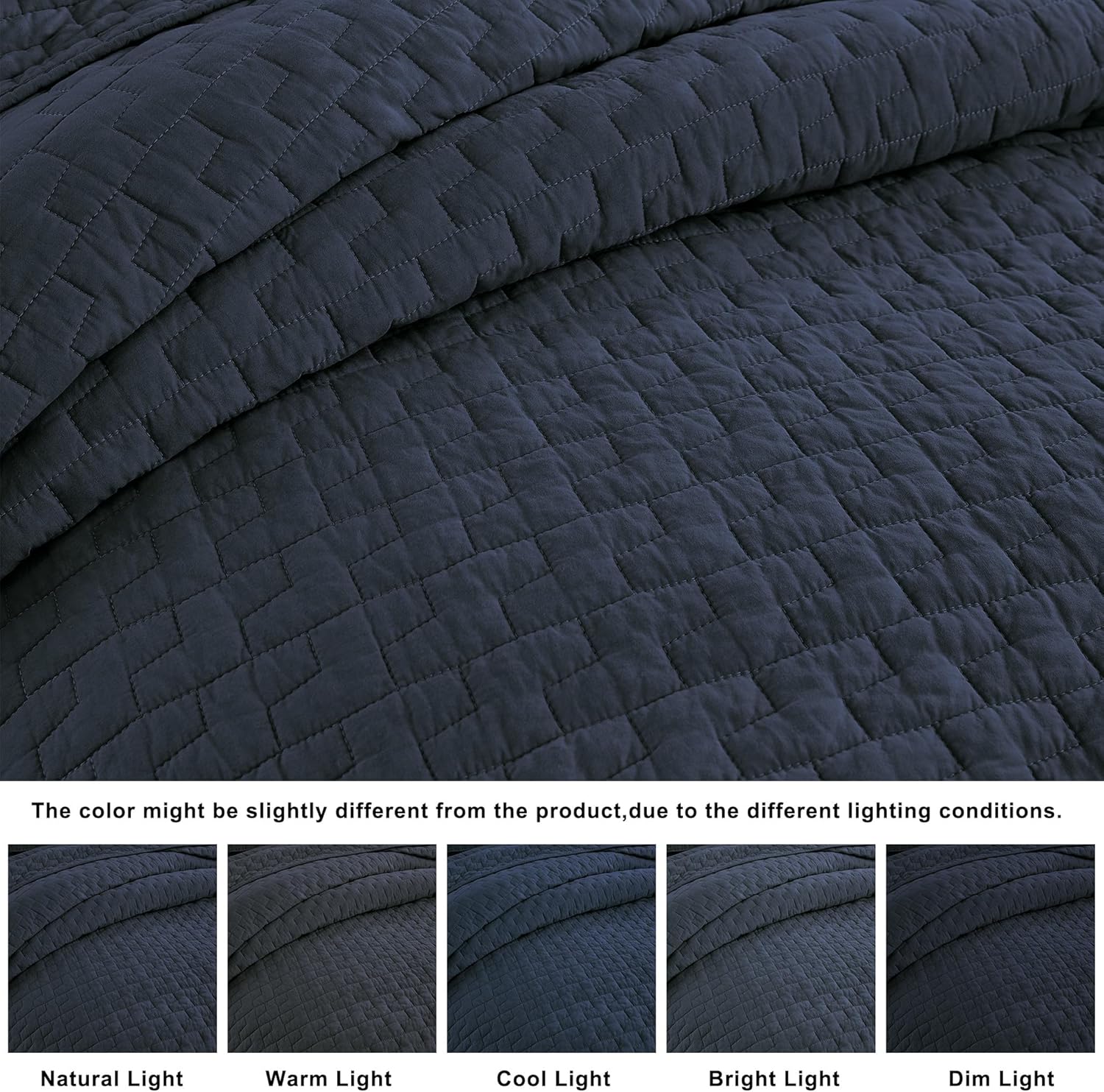 Palassio Navy Blue Cotton Quilt Twin Set with Pillow Sham