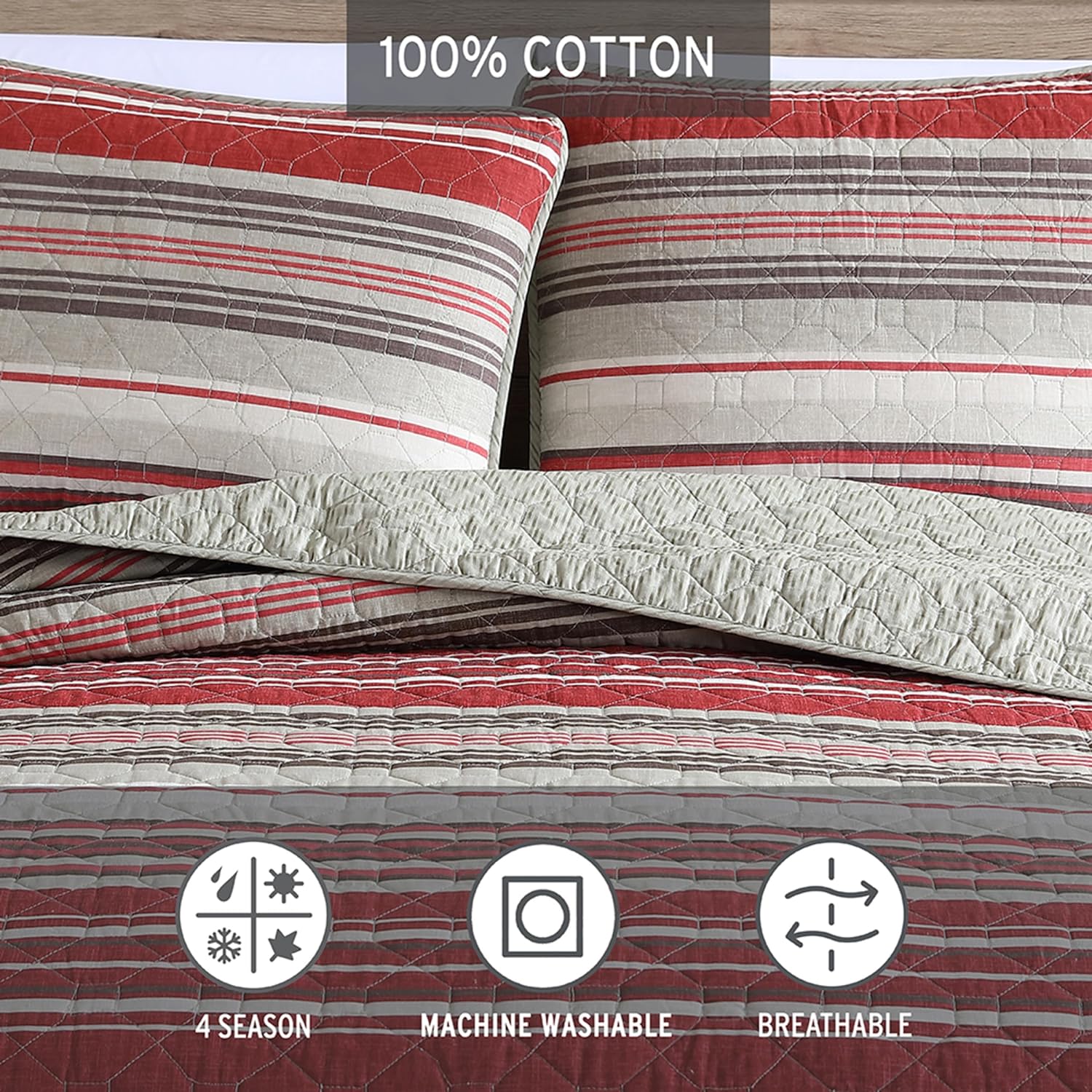 Eddie Bauer King Quilt Set - Reversible Cotton Bedding with Matching Shams