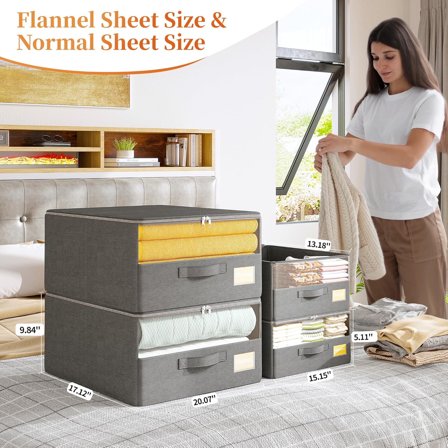 EnHomee 4 Pack Bed Sheet Organizer 240L Grey 1