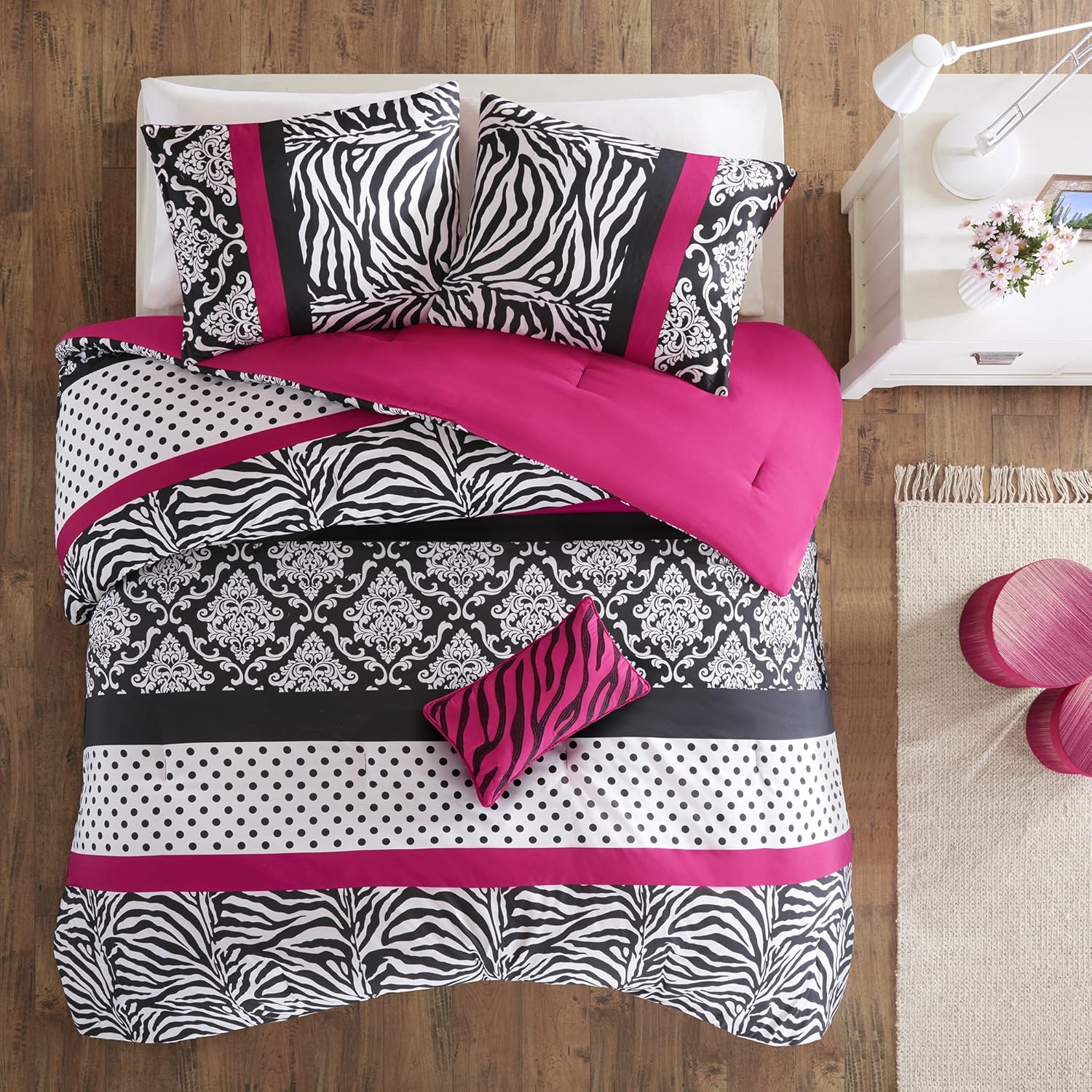 Mi Zone Comforter Set - Zebra Pink 4 Piece