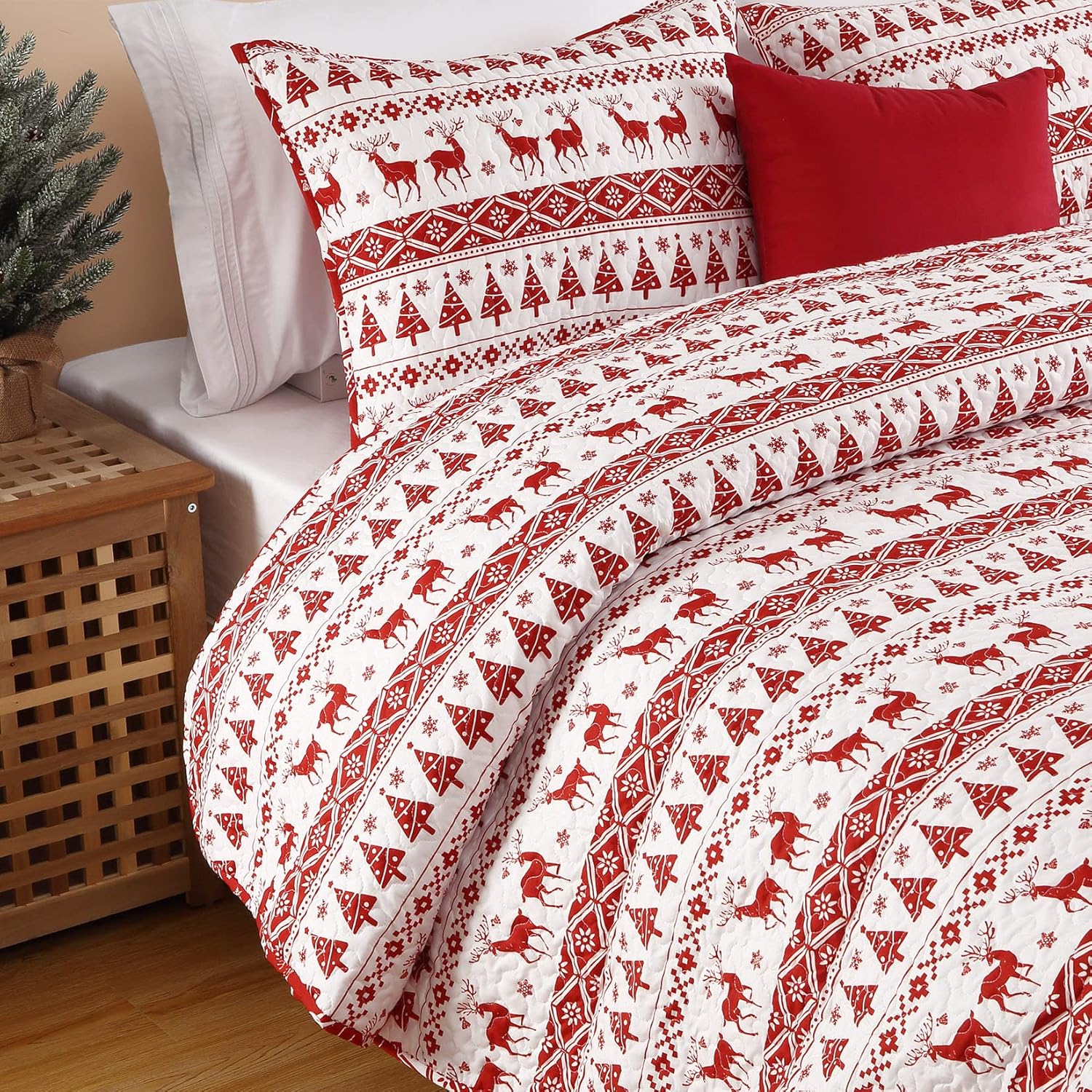 CAROMIO Christmas Quilt Set King Size
