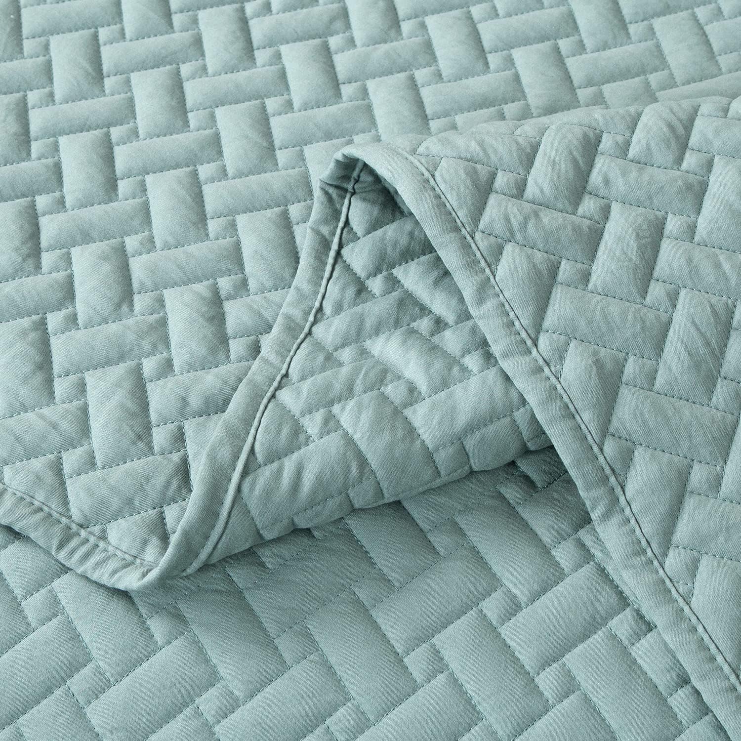 EMME Twin Quilt Set - Aqua Blue 66x90 Reversible Bedspread