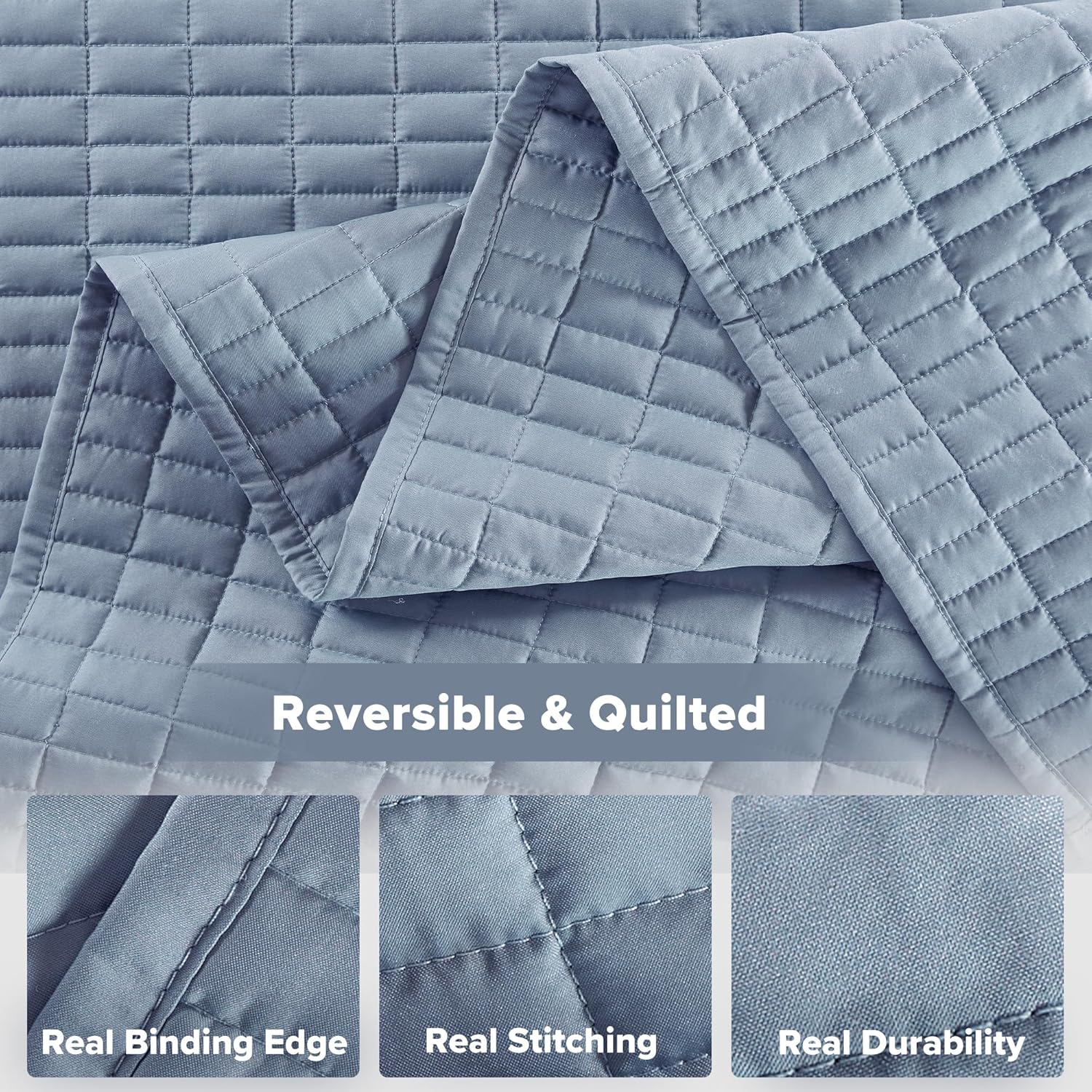 Comfort Spaces Kienna Quilt Set - 3 Piece Blue