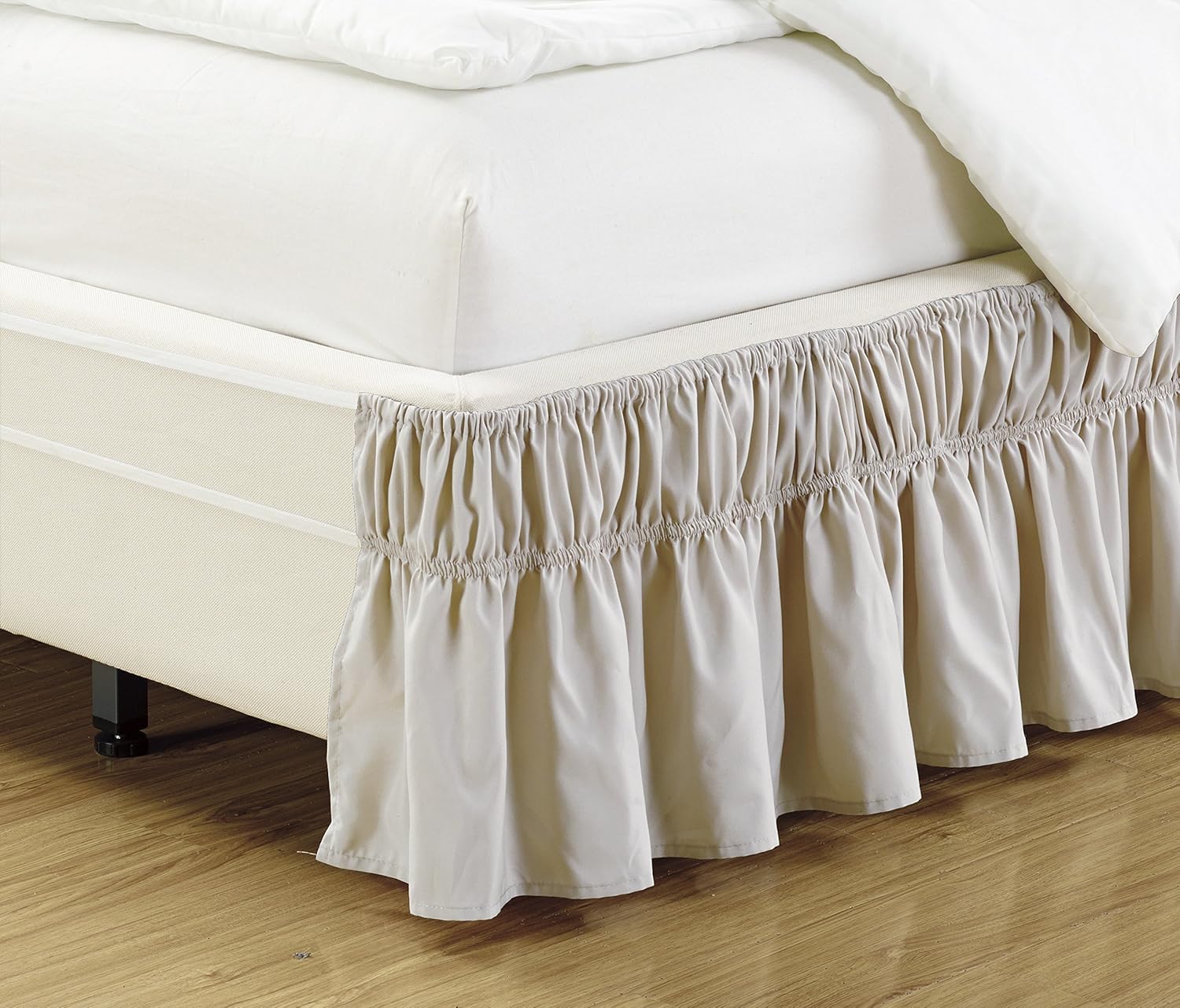 Fancy Linen Twin Full Bed Skirt with Elastic Ruffle