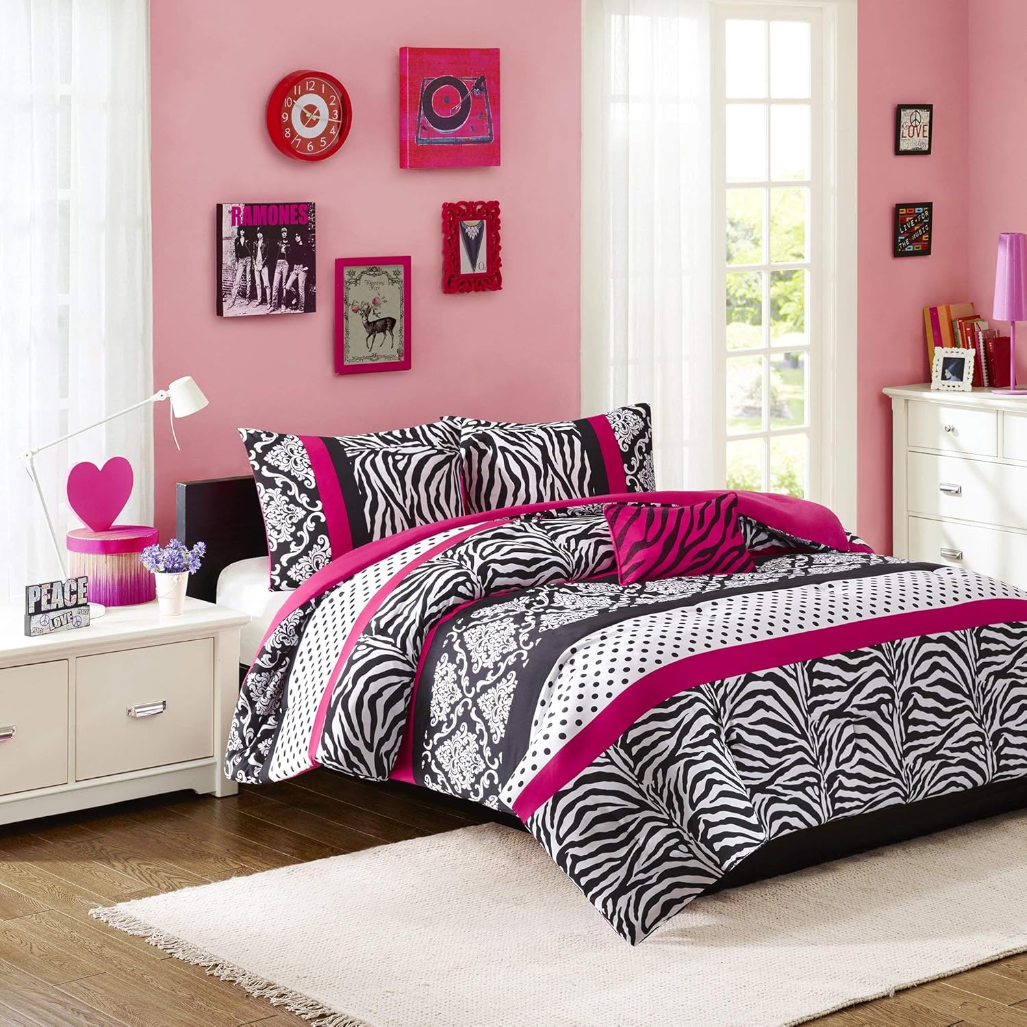 Mi Zone Comforter Set - Zebra Pink 4 Piece