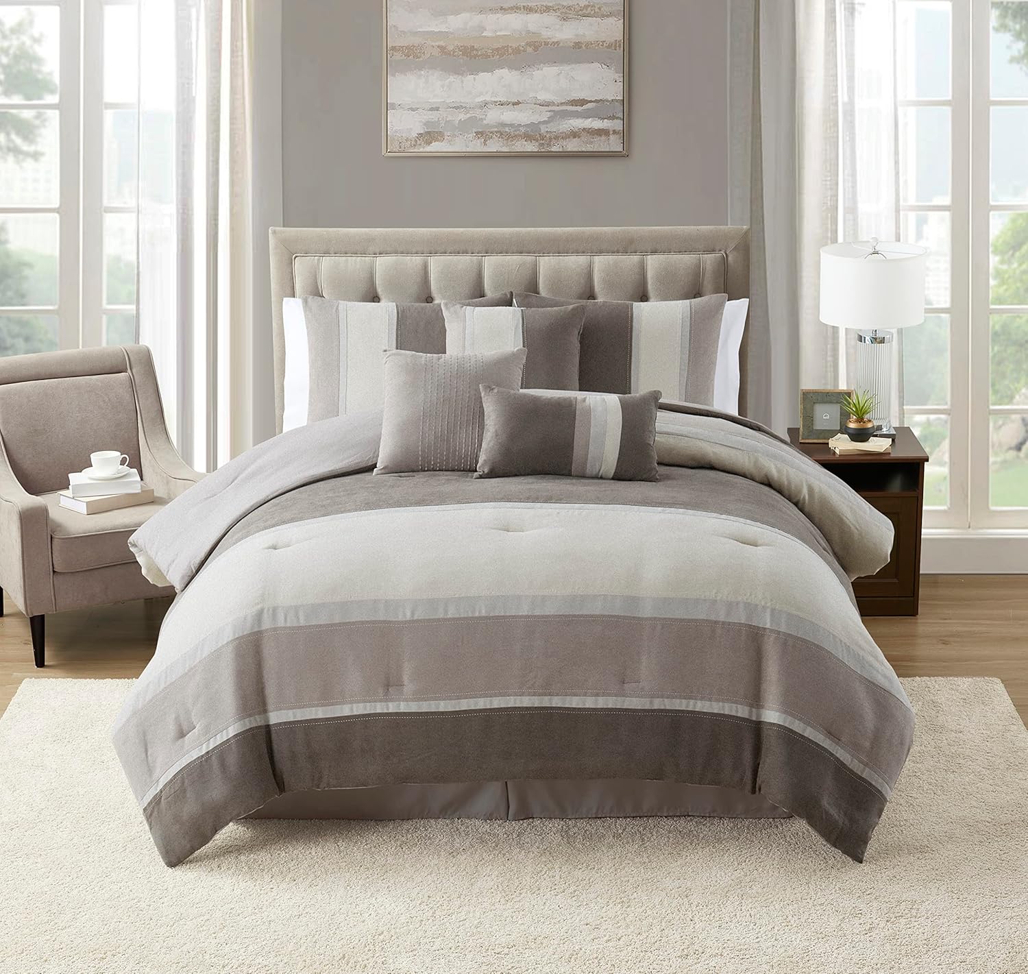 Sweet Home Collection King Comforter Set with Shams Pillows and Bed Skirt
