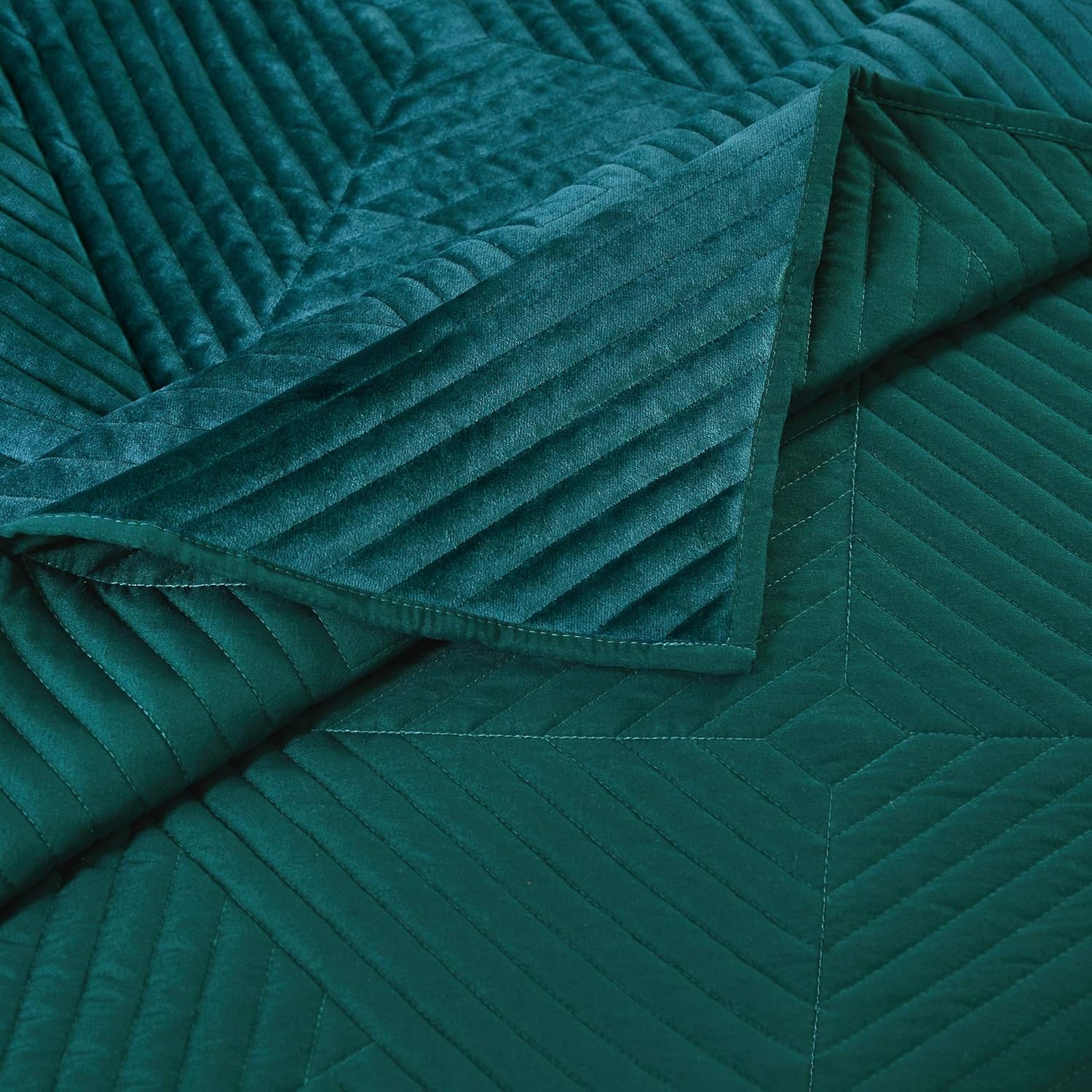 Greenland Home Riviera Velvet Quilt Set 3-Piece KingCal King Teal