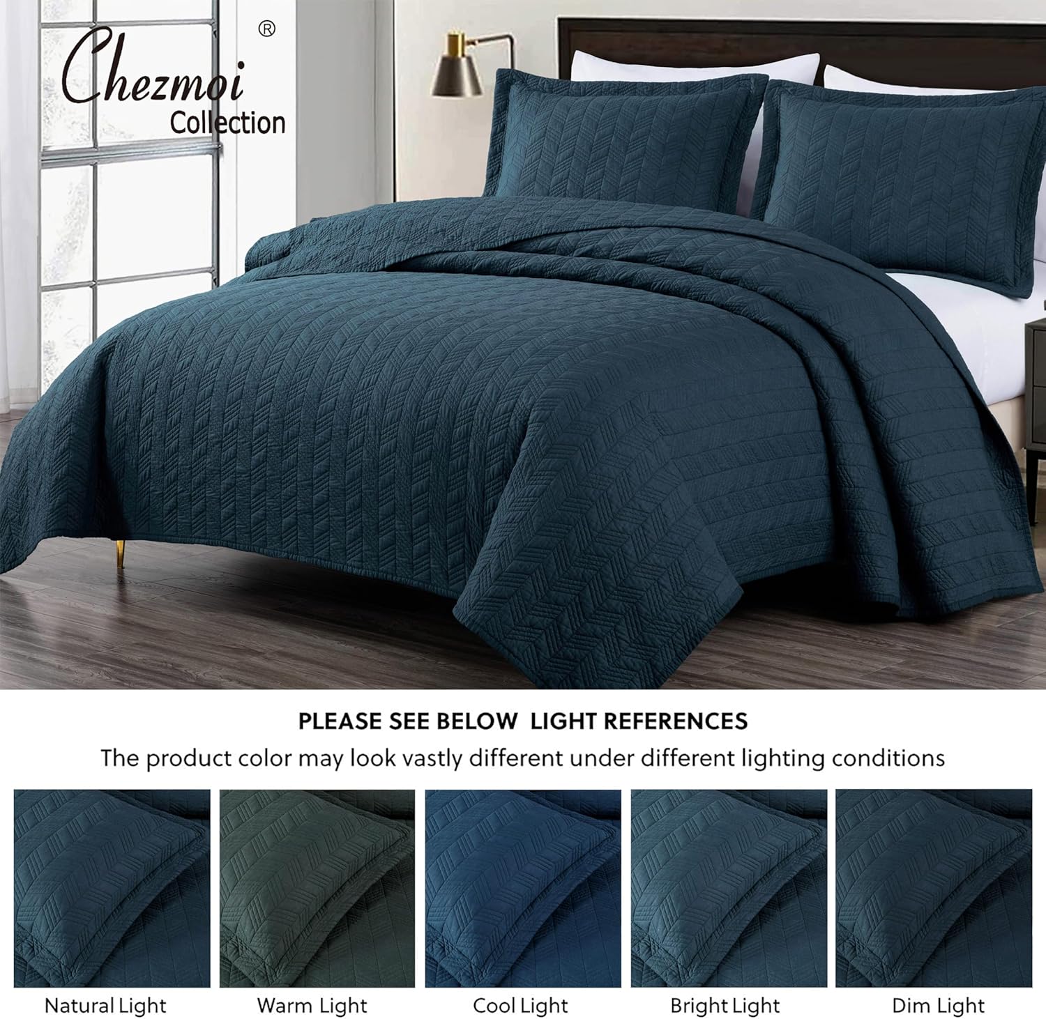 Chezmoi Collection Roswell 3-Piece Cotton Quilt Set King Size