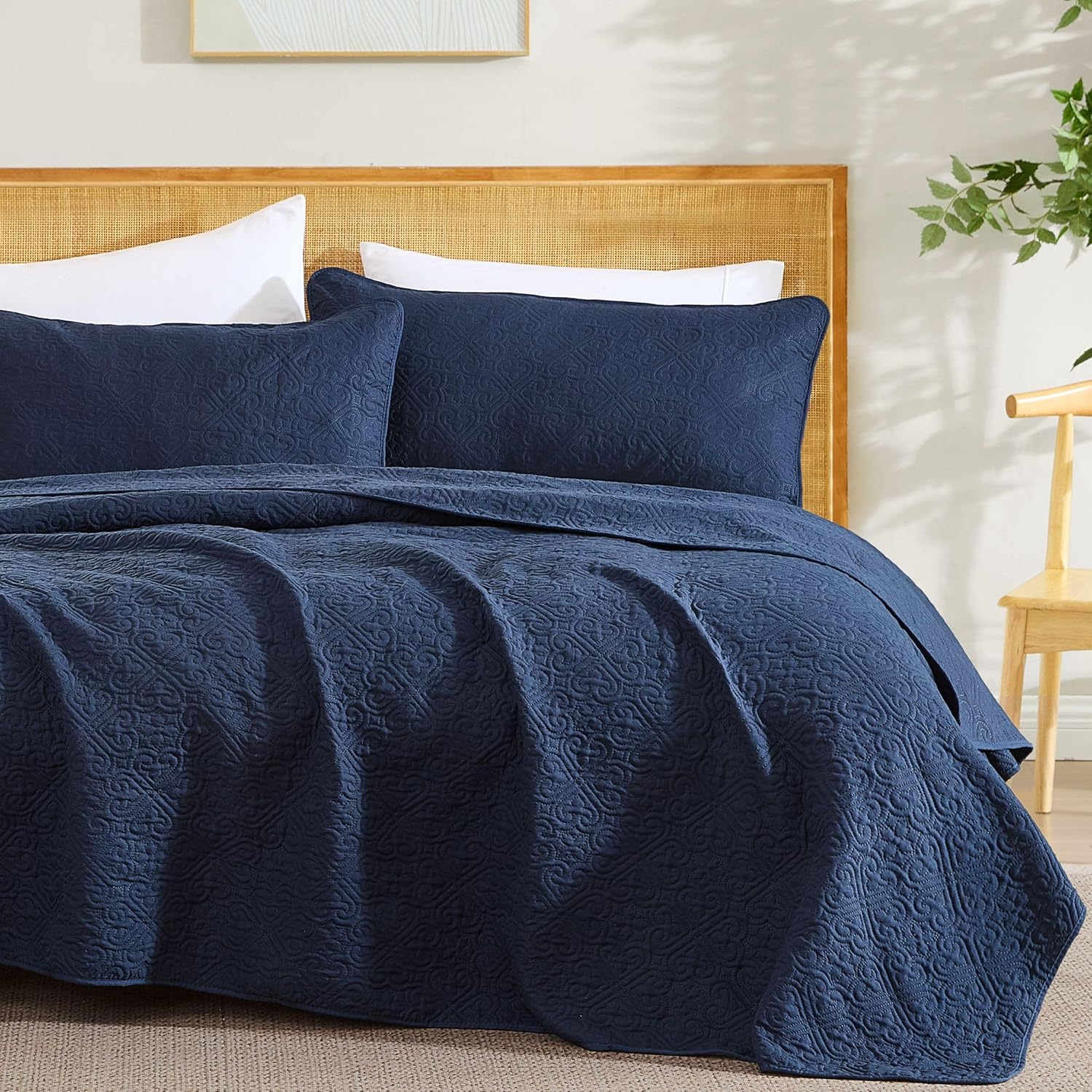 HLCME Lorenzo - 3 Piece King Quilt Set Navy Blue