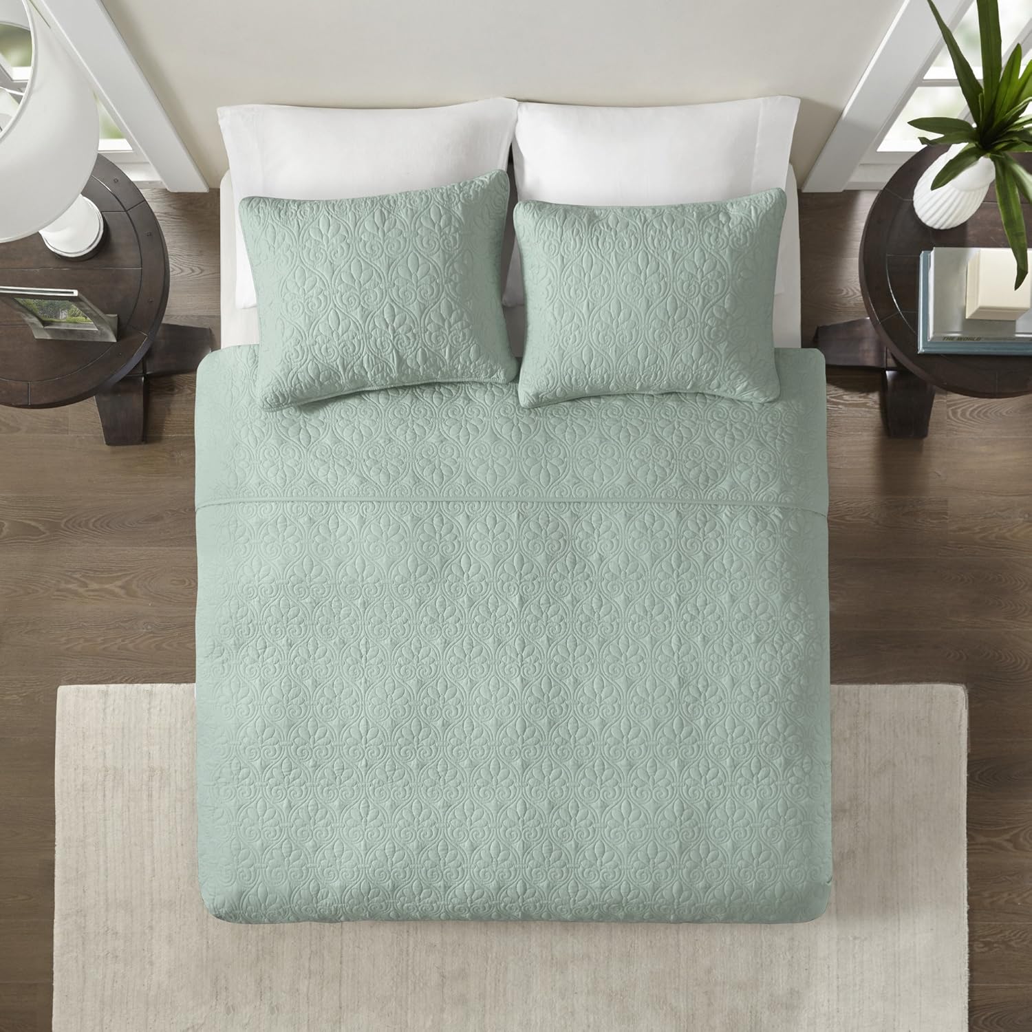 Madison Park Quebec Dusty Pale Seafoam 3-Piece Quilted King Coverlet Set
