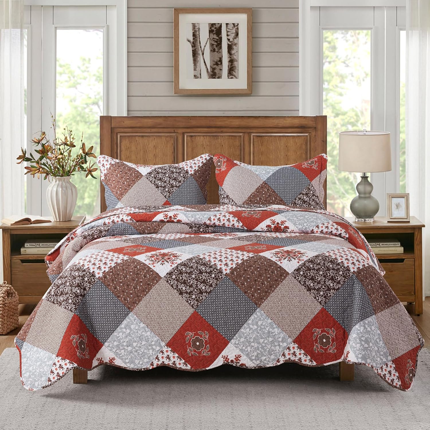 HoneiLife Quilt Set King Size - Amaranth Red