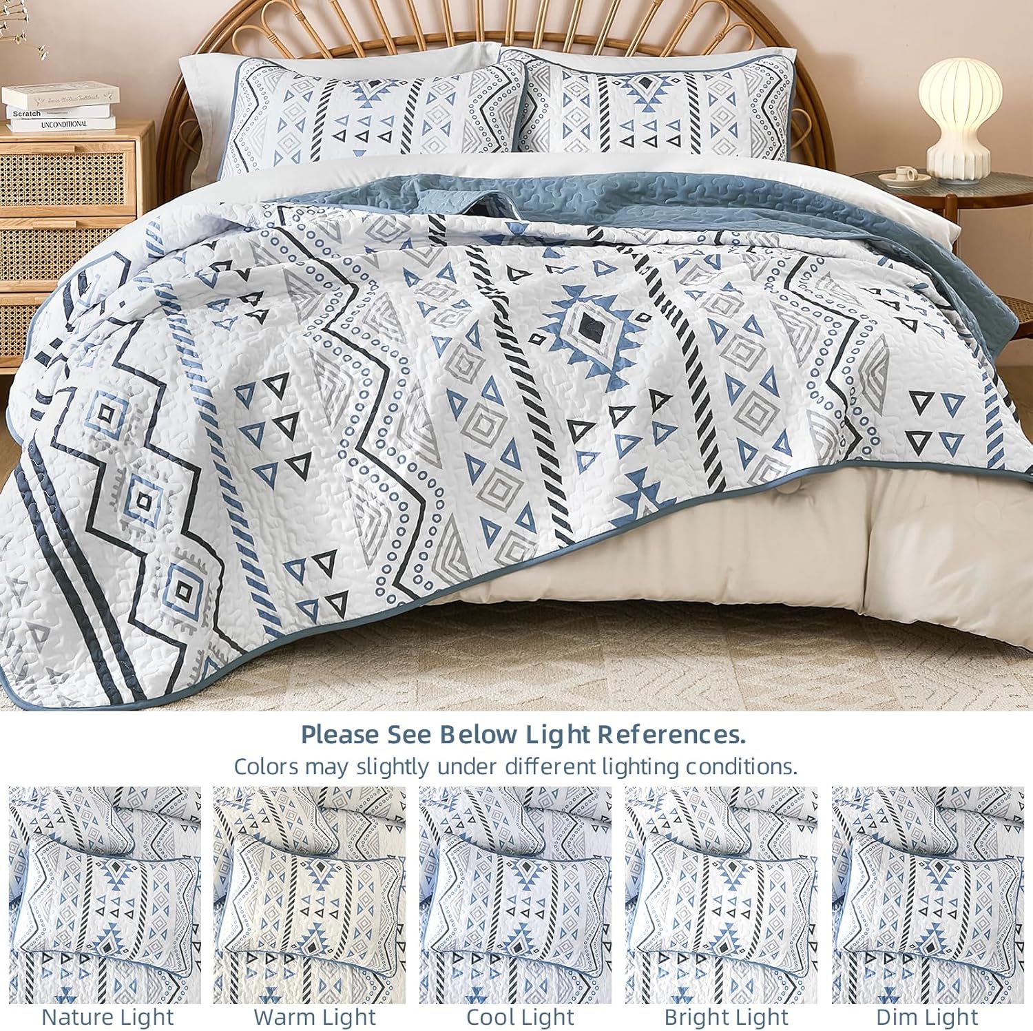 Drucon Boho Aztec Quilt Set 3 pcs King Size