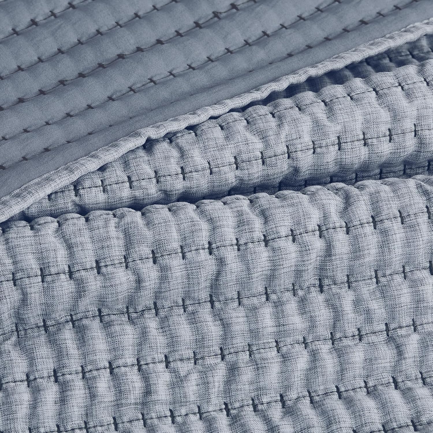 WDCOZY Chambray Pick Stitch Twin Quilt Set 1