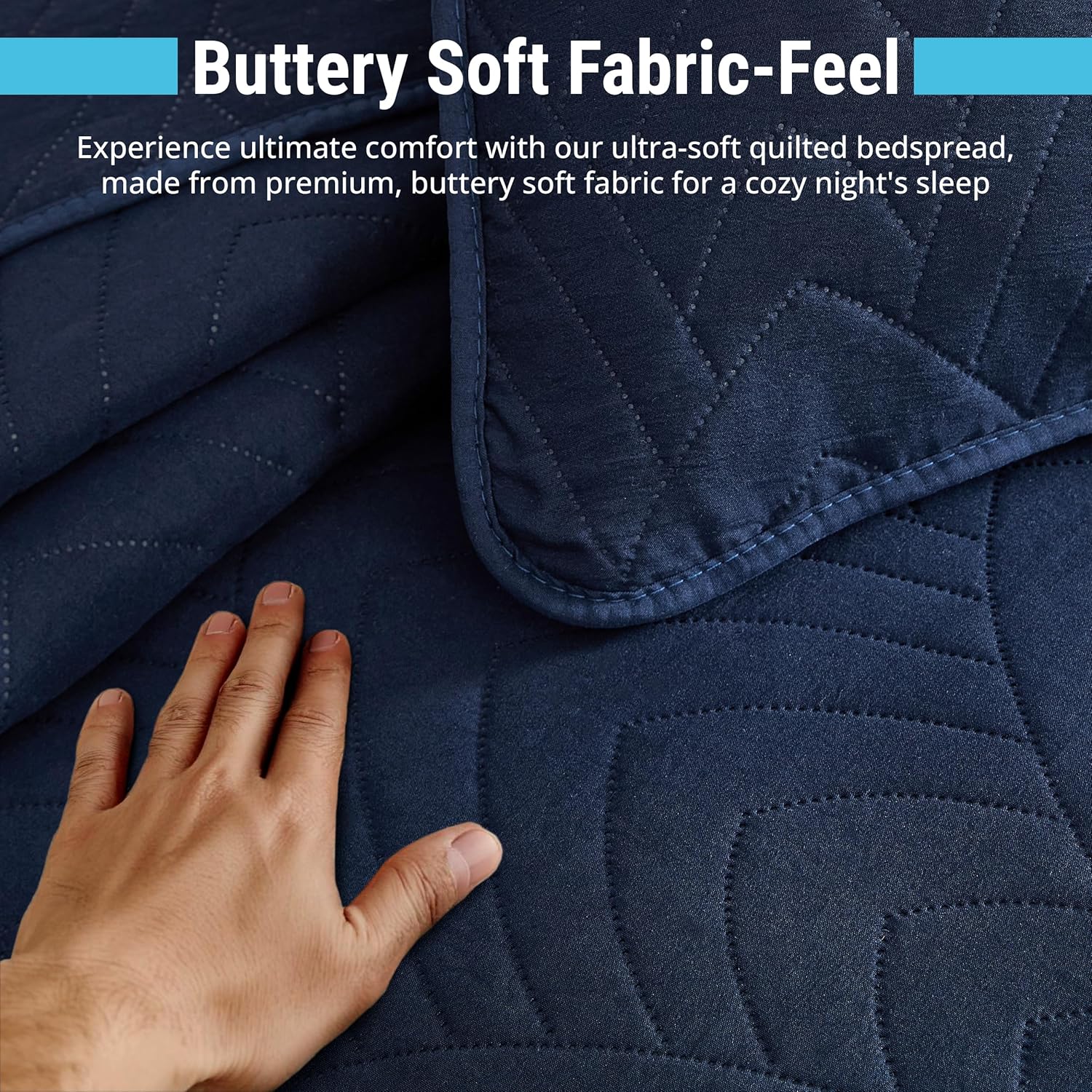 HLCME Weston - 3 Piece Quilt Set Navy Blue