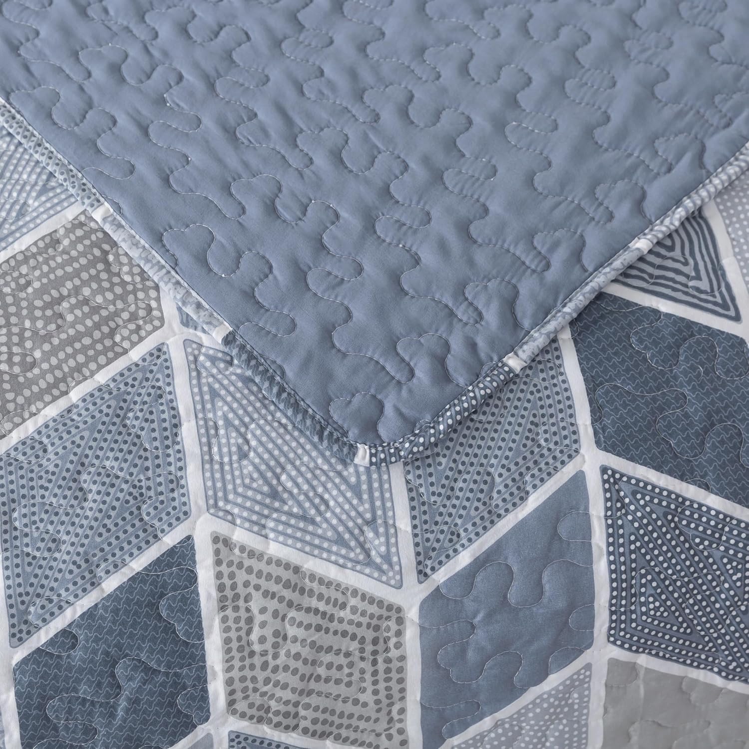 SLPR Blue Gray Chevron Quilt Set Twin