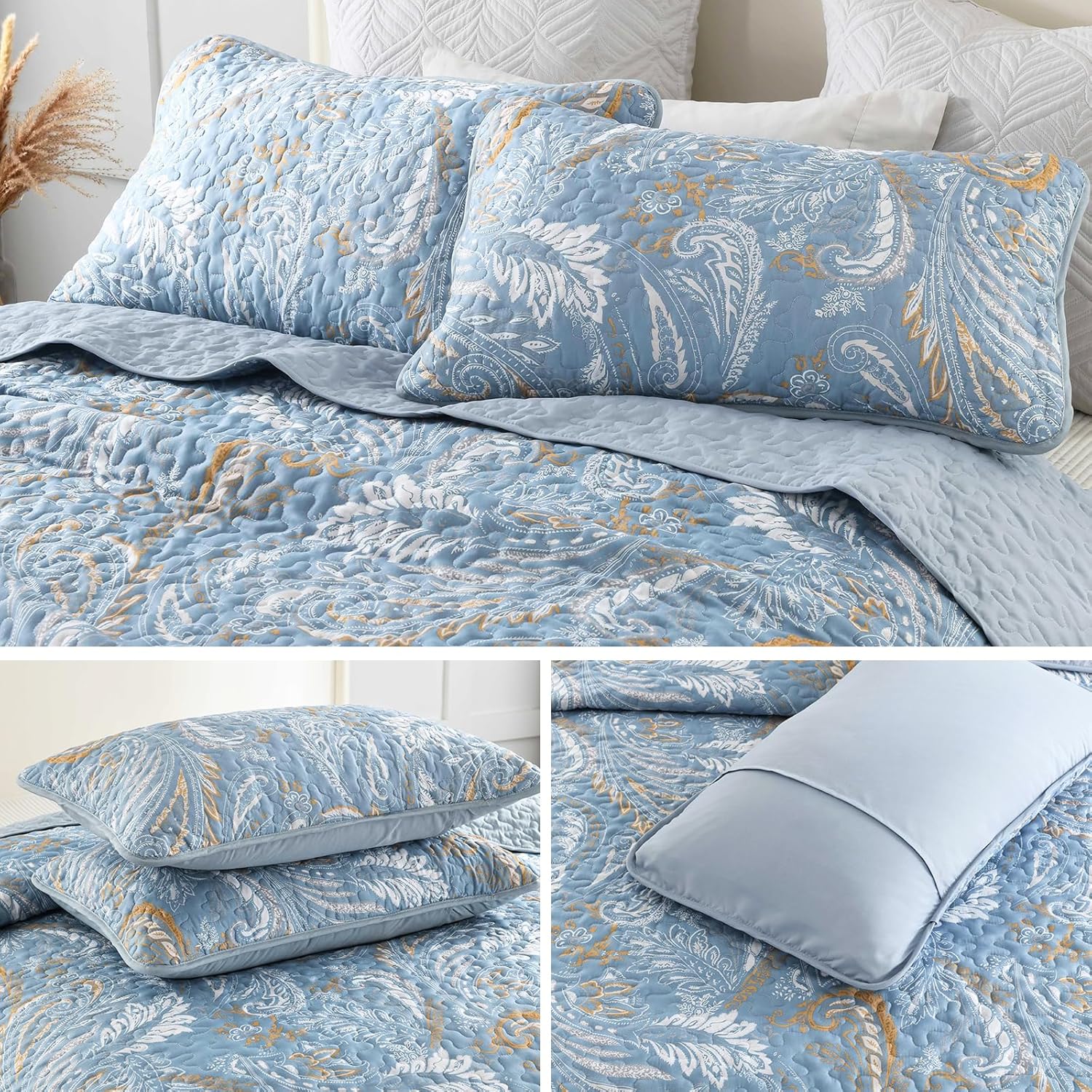 WONGS BEDDING Boho Quilt Set Queen 3 Pieces