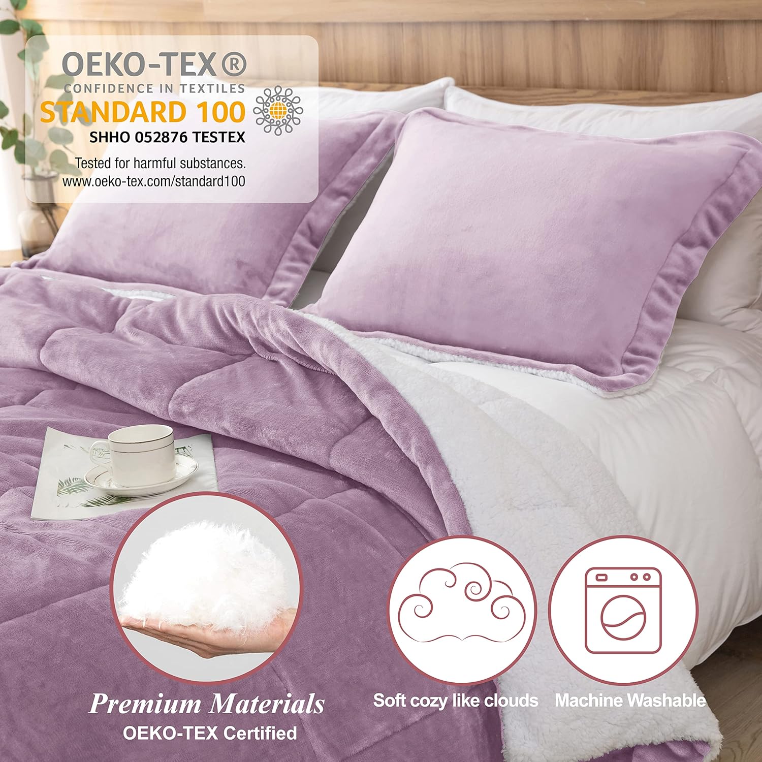 Seward Park Lavender Purple Sherpa Comforter Set Twin XL Size