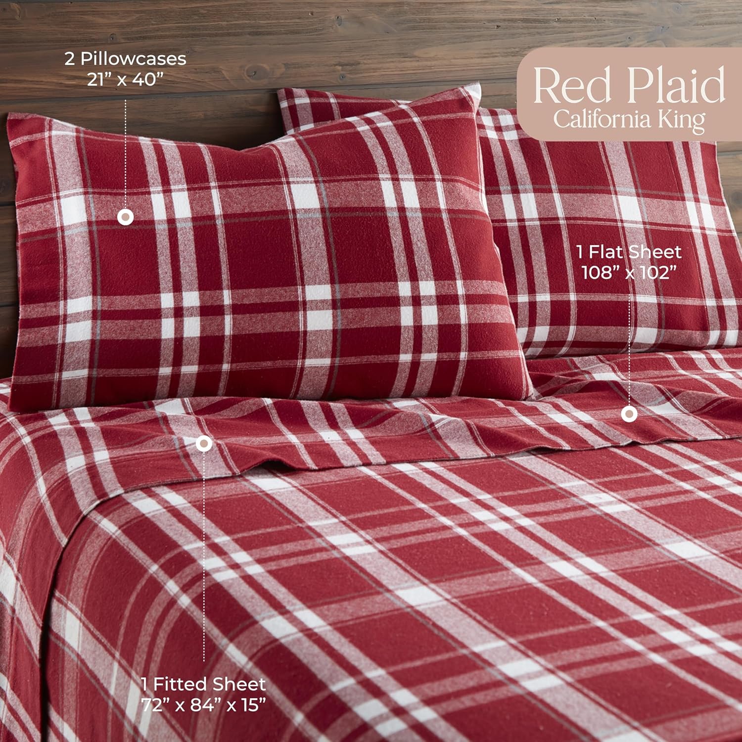 Whisper Organics Organic Cotton Flannel Sheet Set Cal King