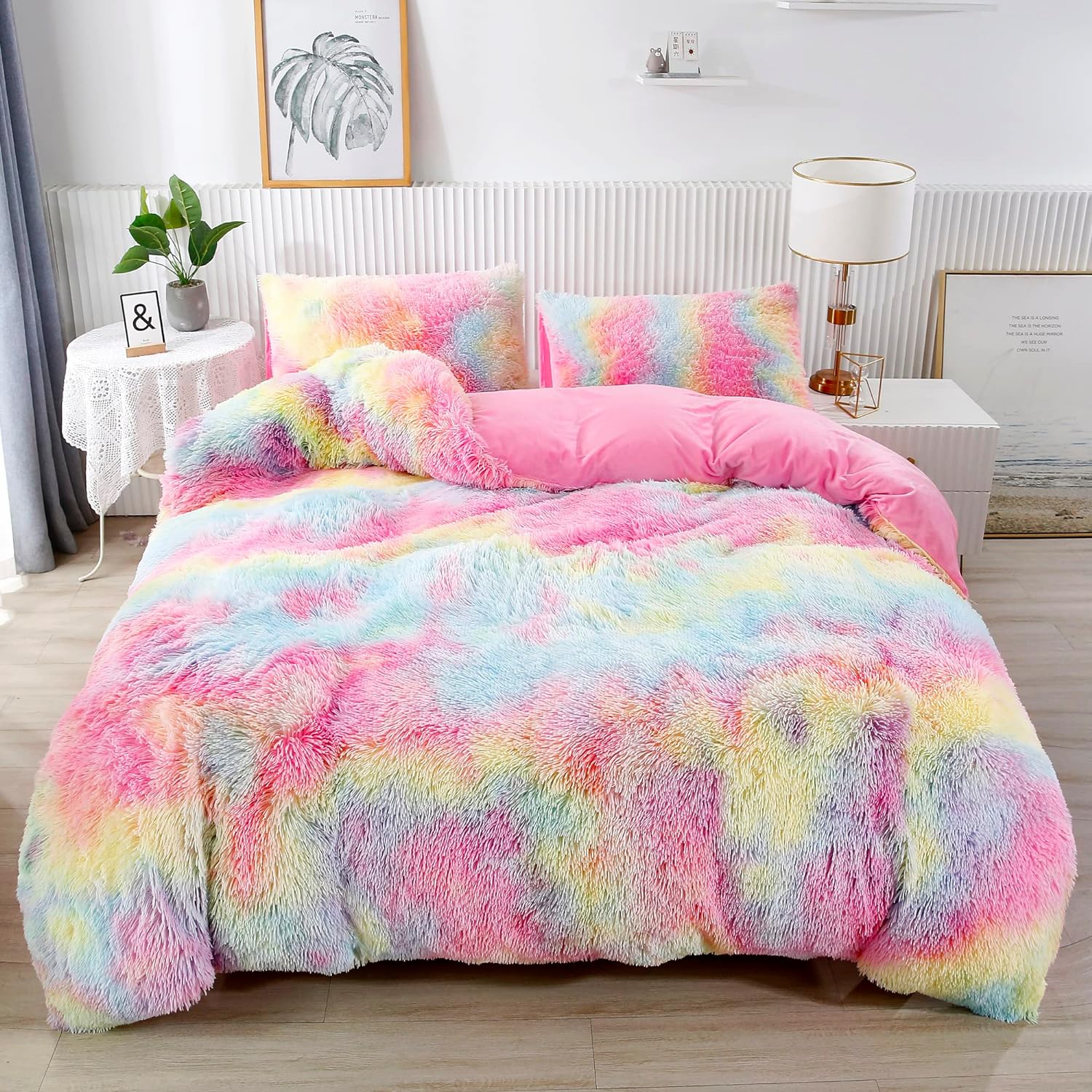 RYNGHIPY 3Pcs Rainbow Girls Duvet Cover Set Twin Size 1