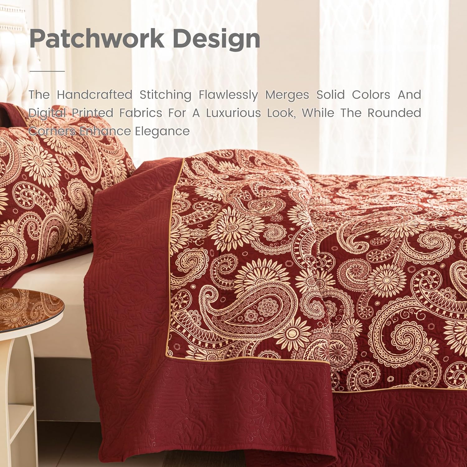 Sophia William Red Quilt Set Cal-King 3-Piece
