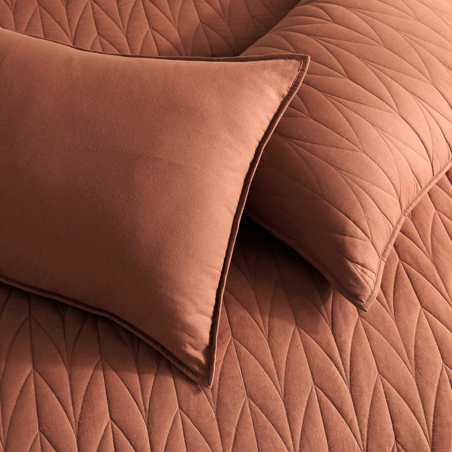 SHALALA Cotton Brick Red King Quilt Set