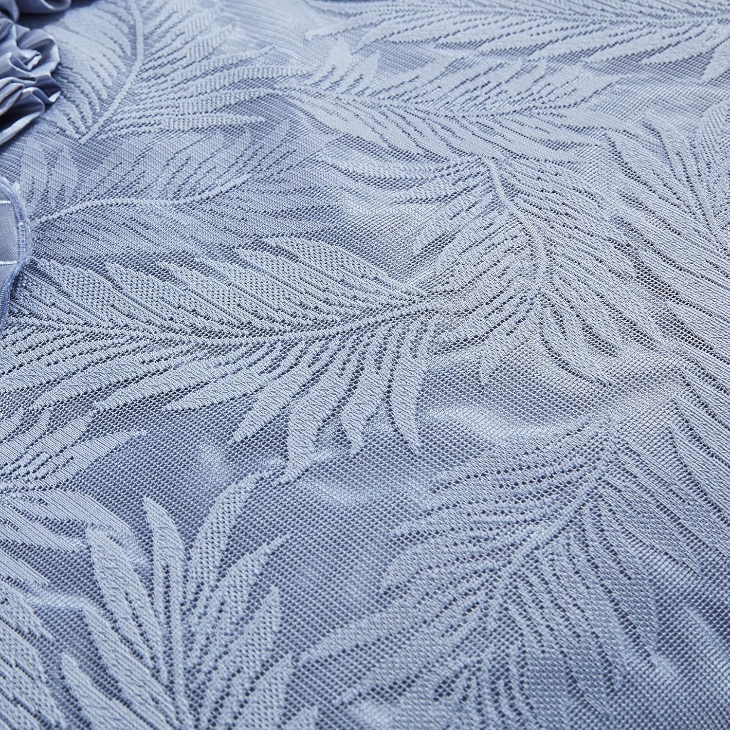 Tache Satin Floral Lace Ruffle Comforter Set King Blue