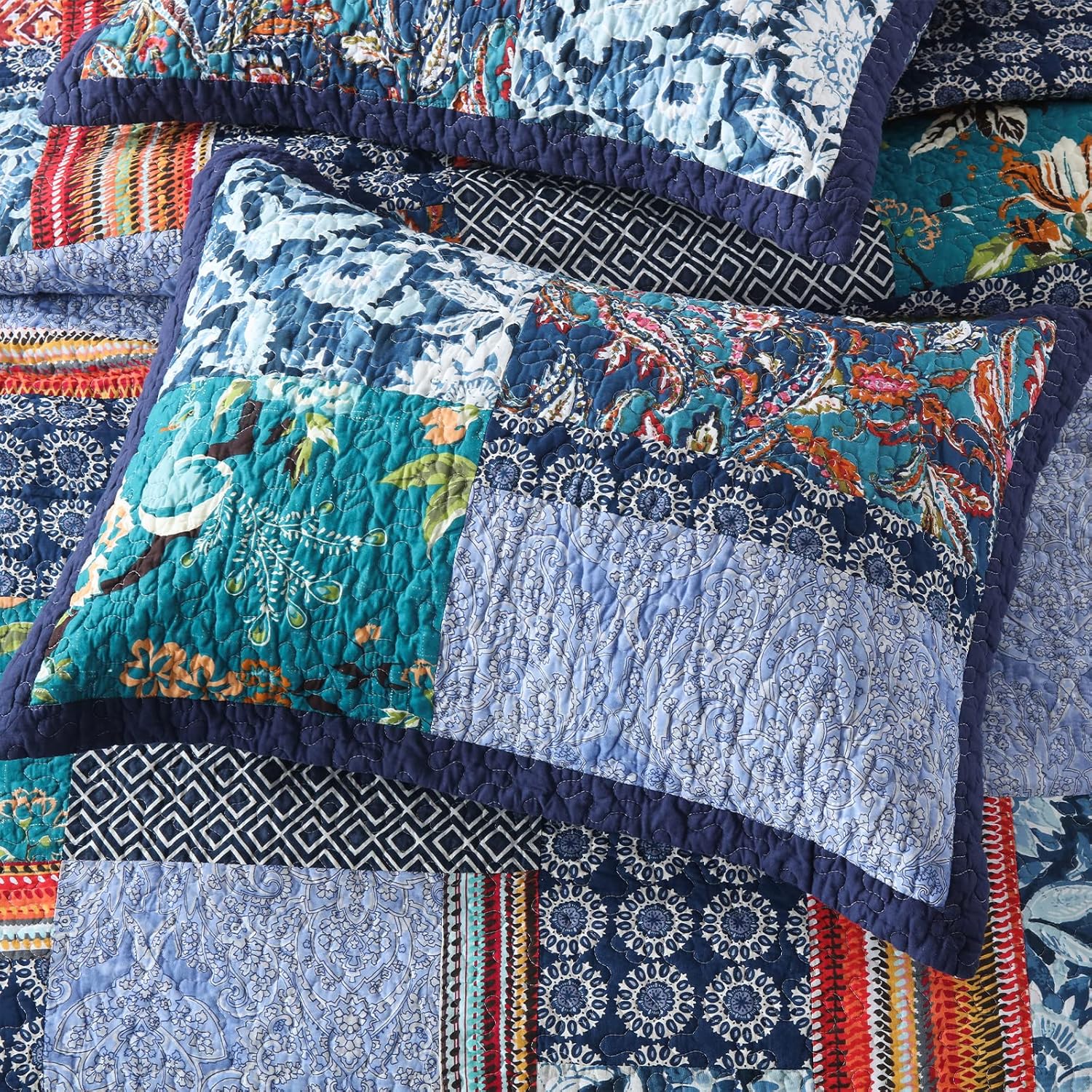 Yvooxny Reversible Cotton Quilt Set Queen Size 3-Piece