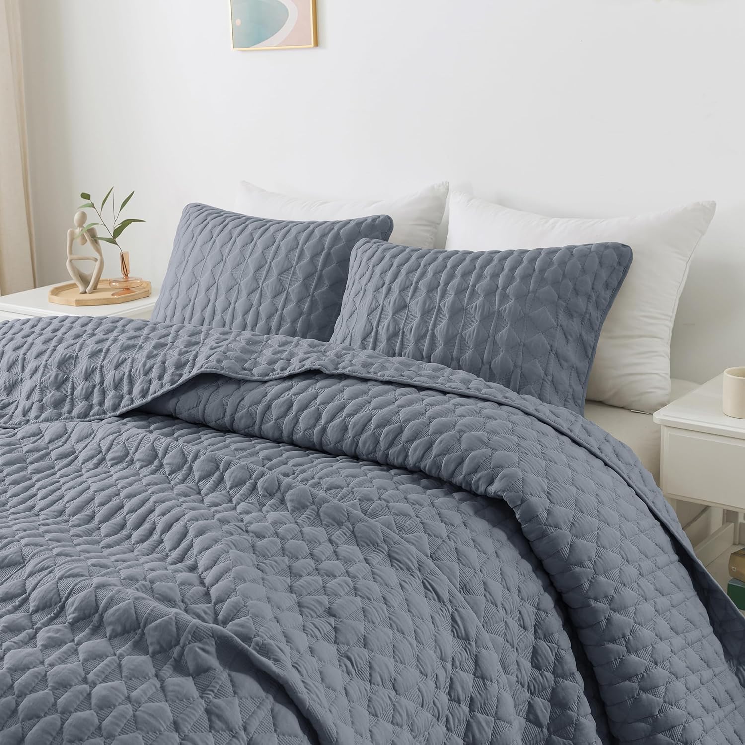 WDCOZY Blue Twin Bedding Set with 1 Pillow Sham
