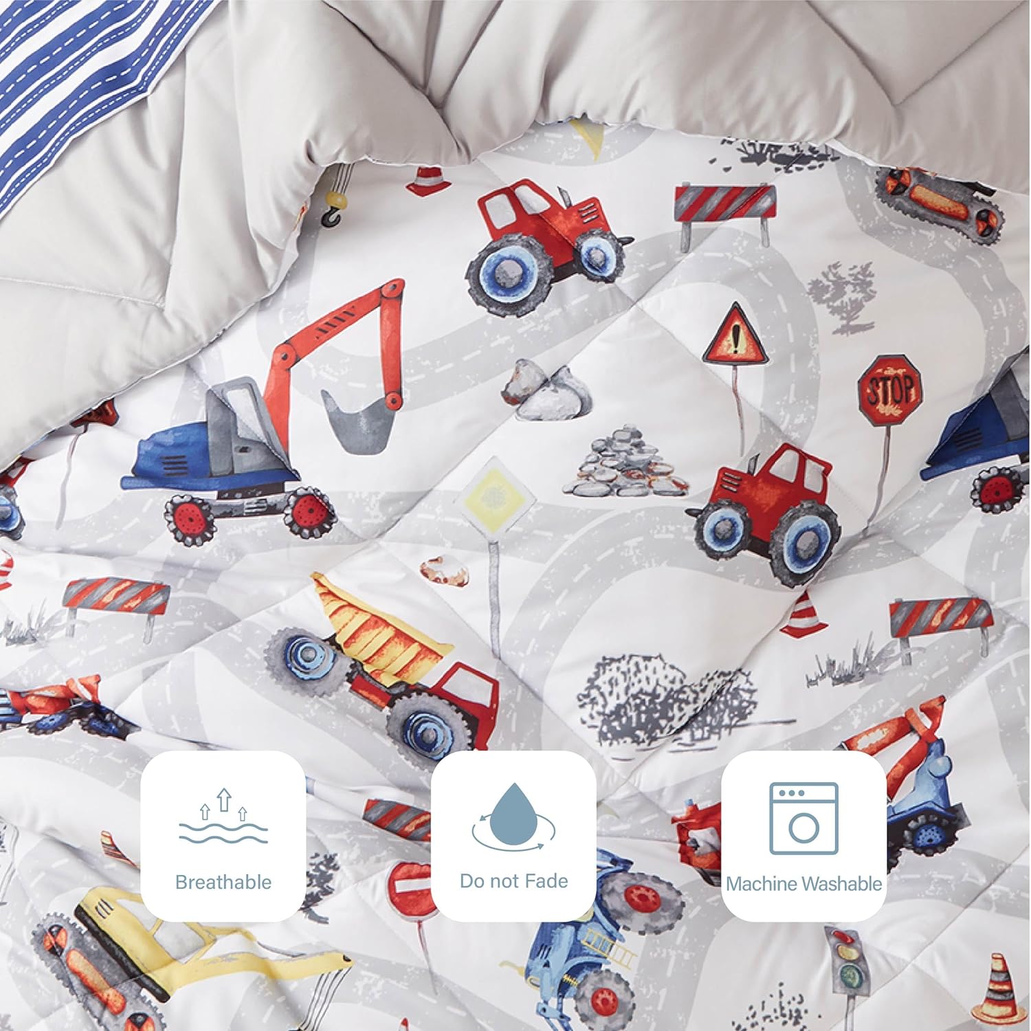 Truck Twin Comforter Set for Boys 5 Piece