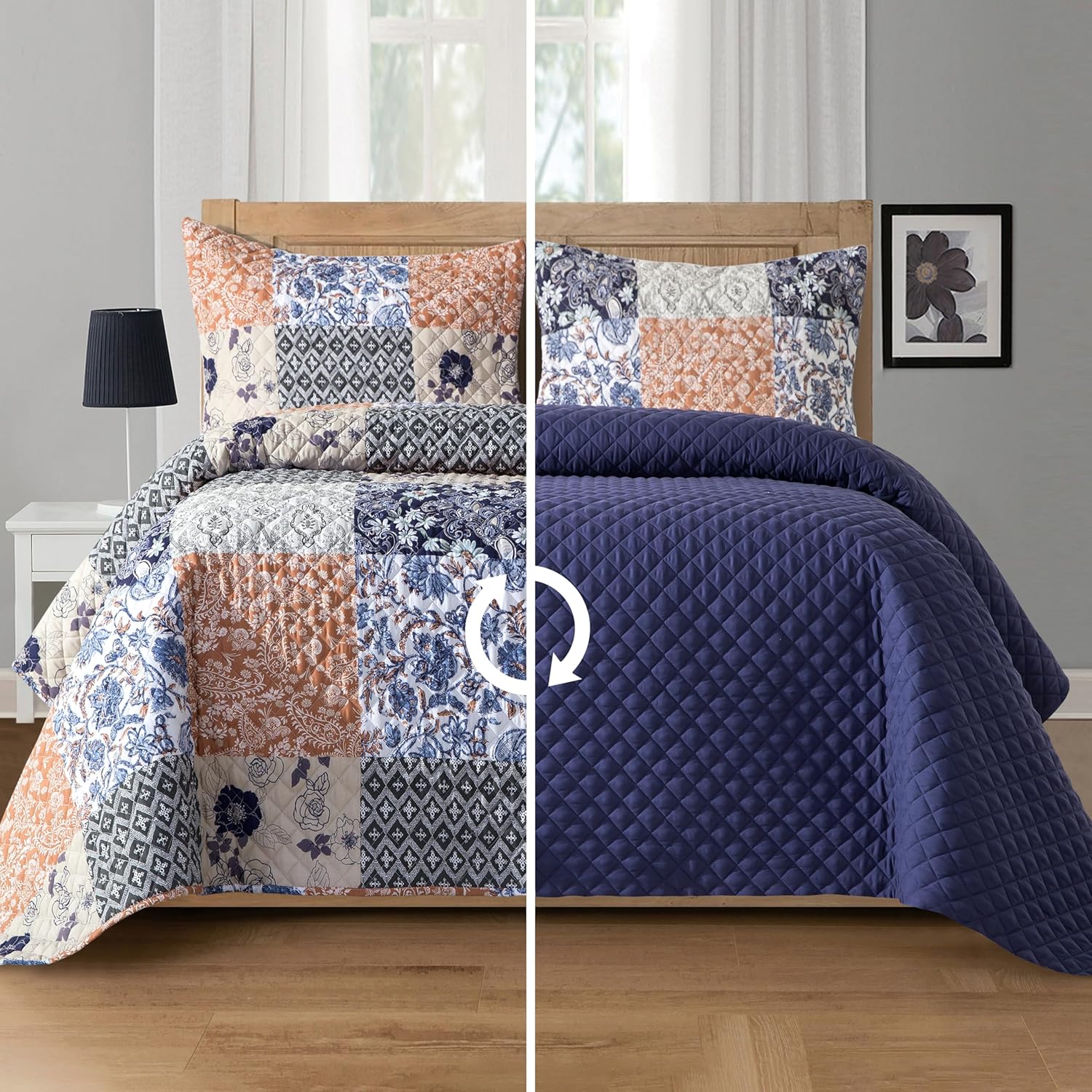 Elegant Comfort King Size Reversible Quilt Set