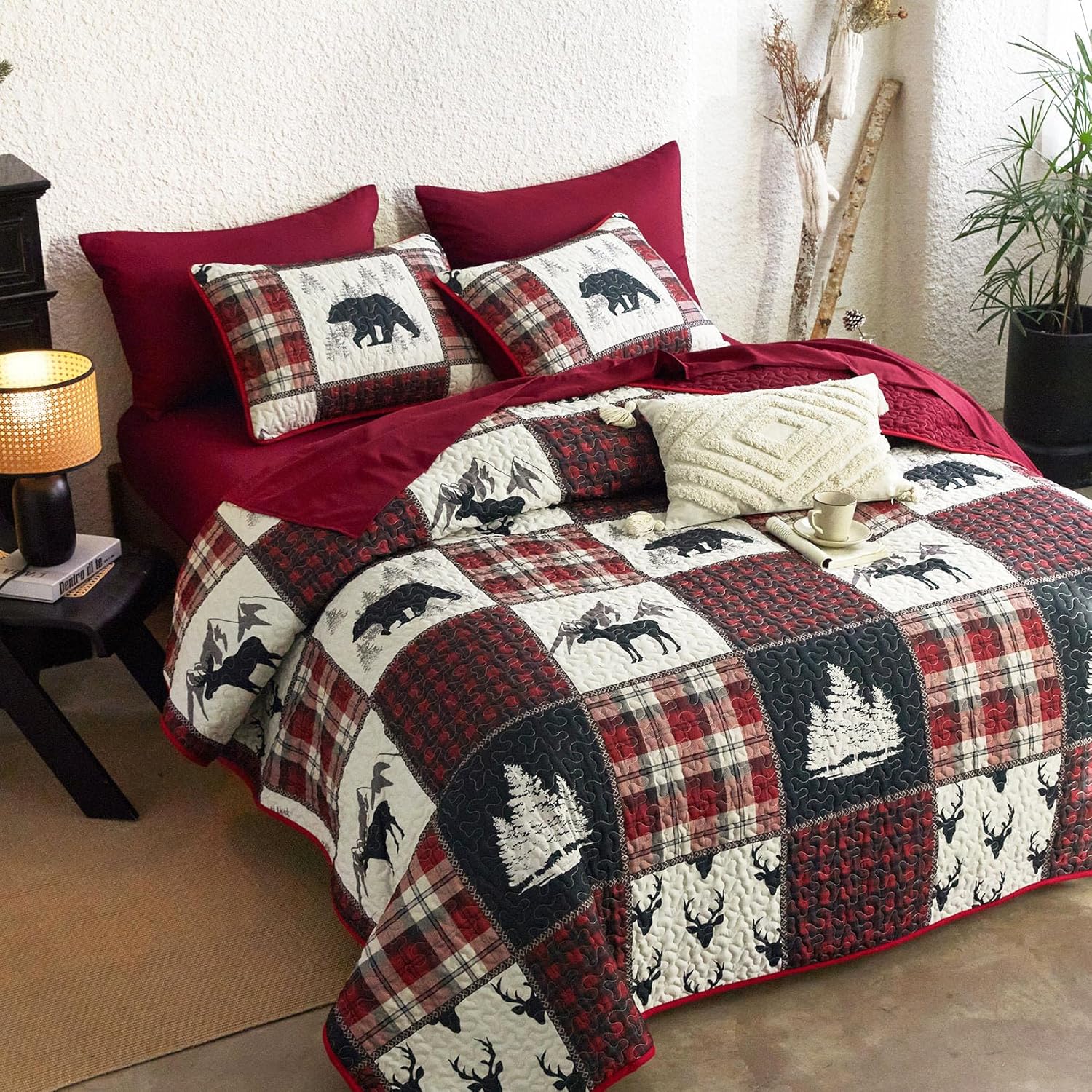 Wake In Cloud Rustic Quilt Set King Size 3 Pieces