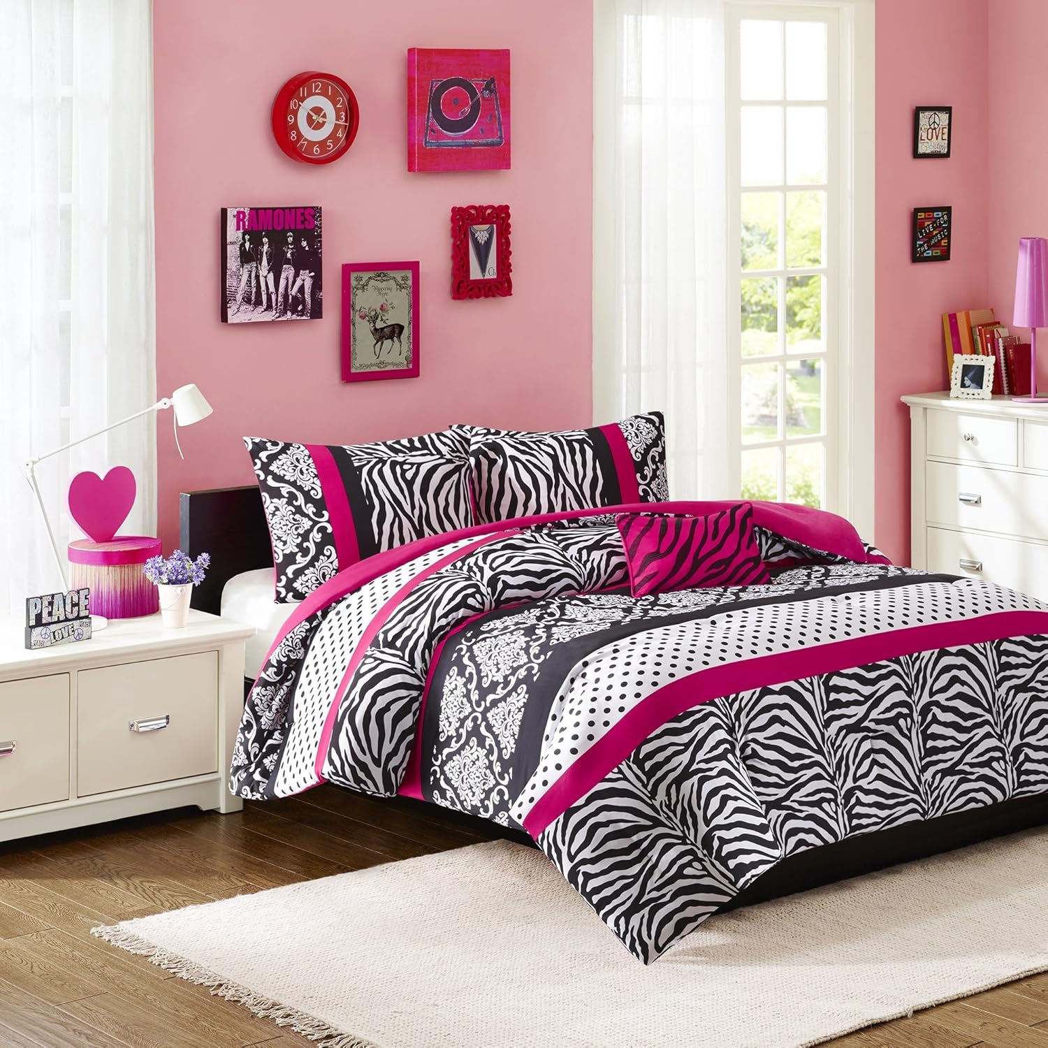 Mi Zone Comforter Set - Zebra Pink 4 Piece