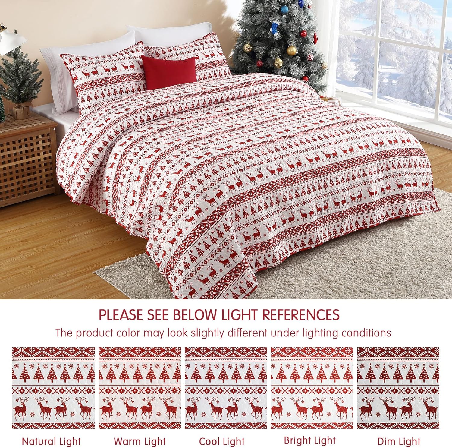 CAROMIO Christmas Quilt Set King Size