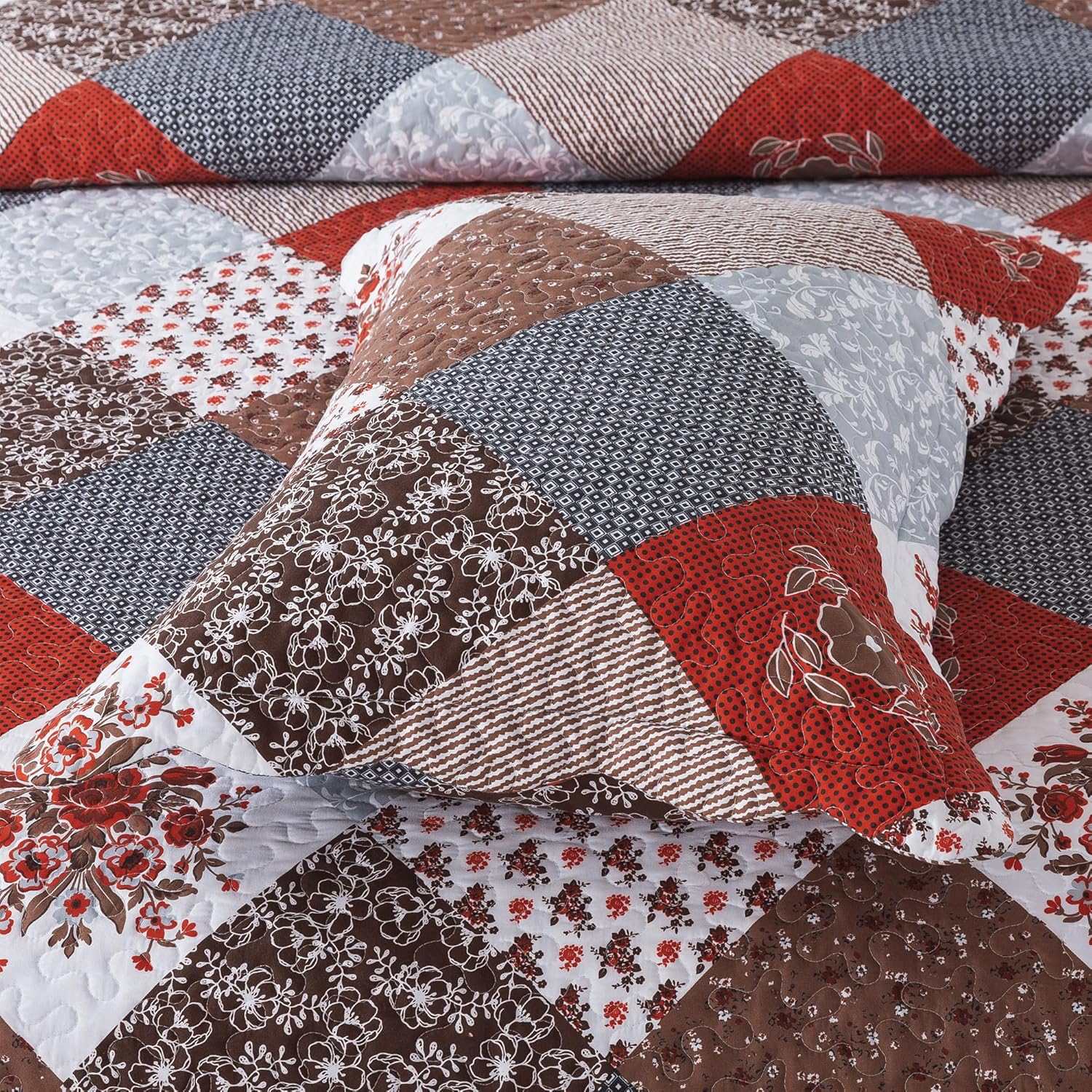 HoneiLife Quilt Set King Size - Amaranth Red