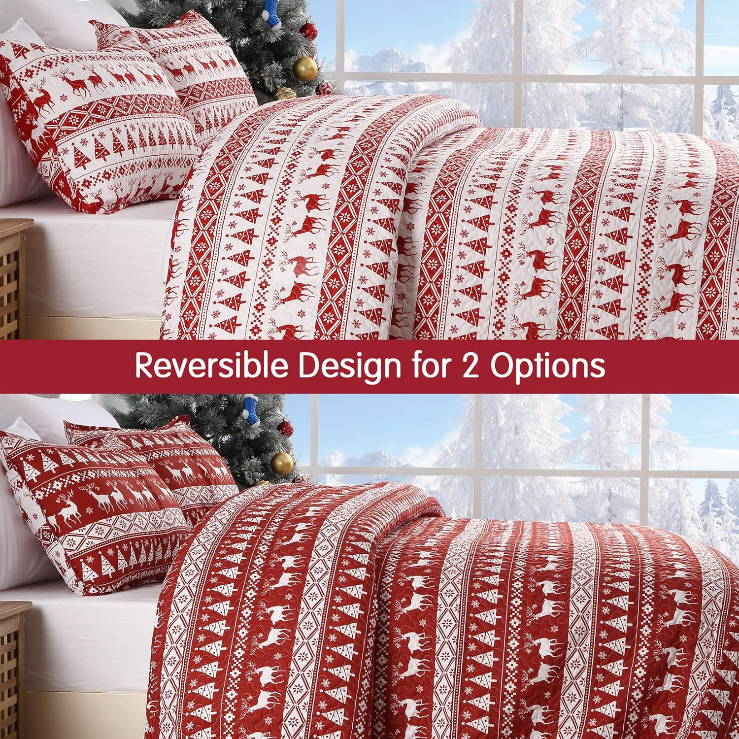 CAROMIO Christmas Quilt Set King Size