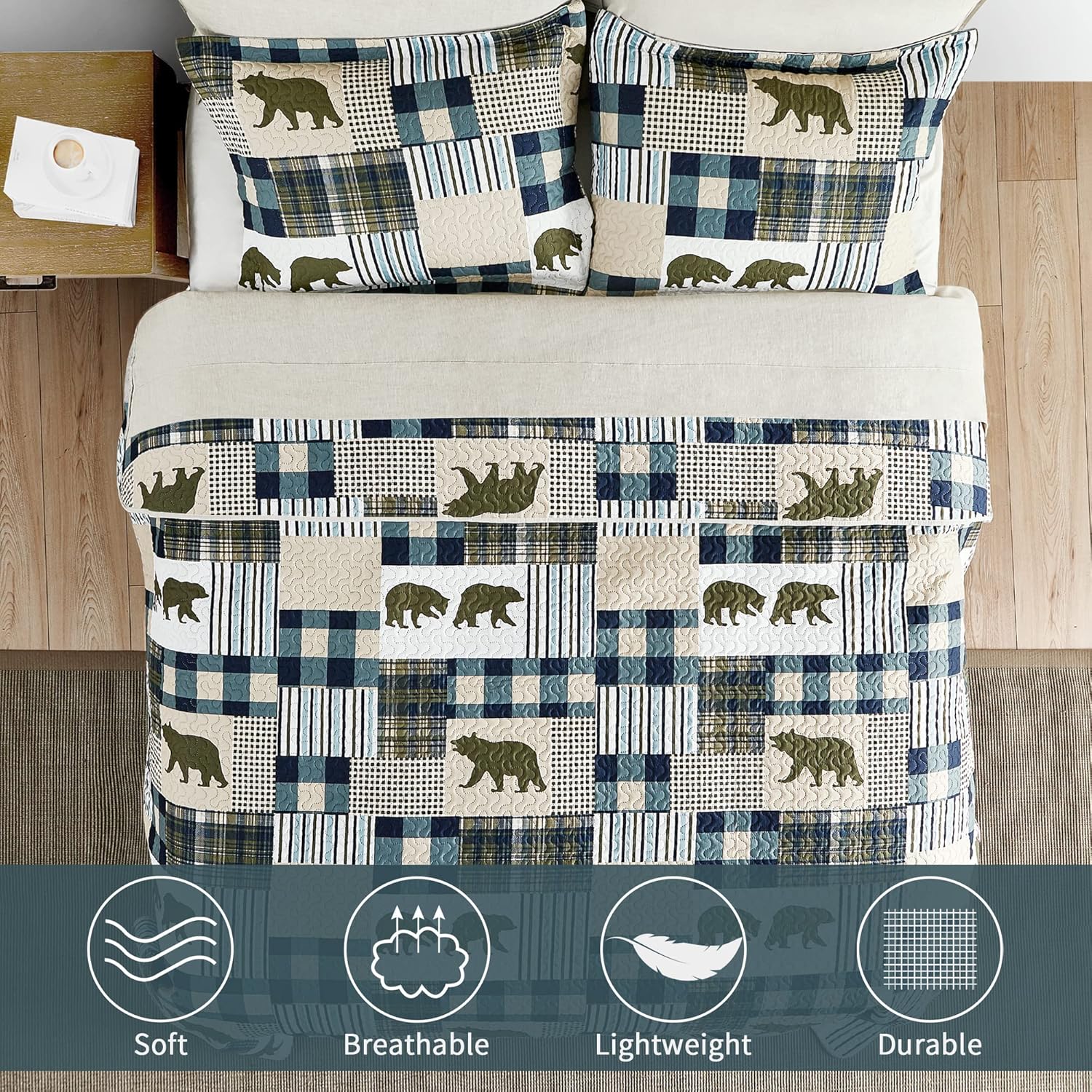 UMCHORD Queen Quilt Set with Reversible Design