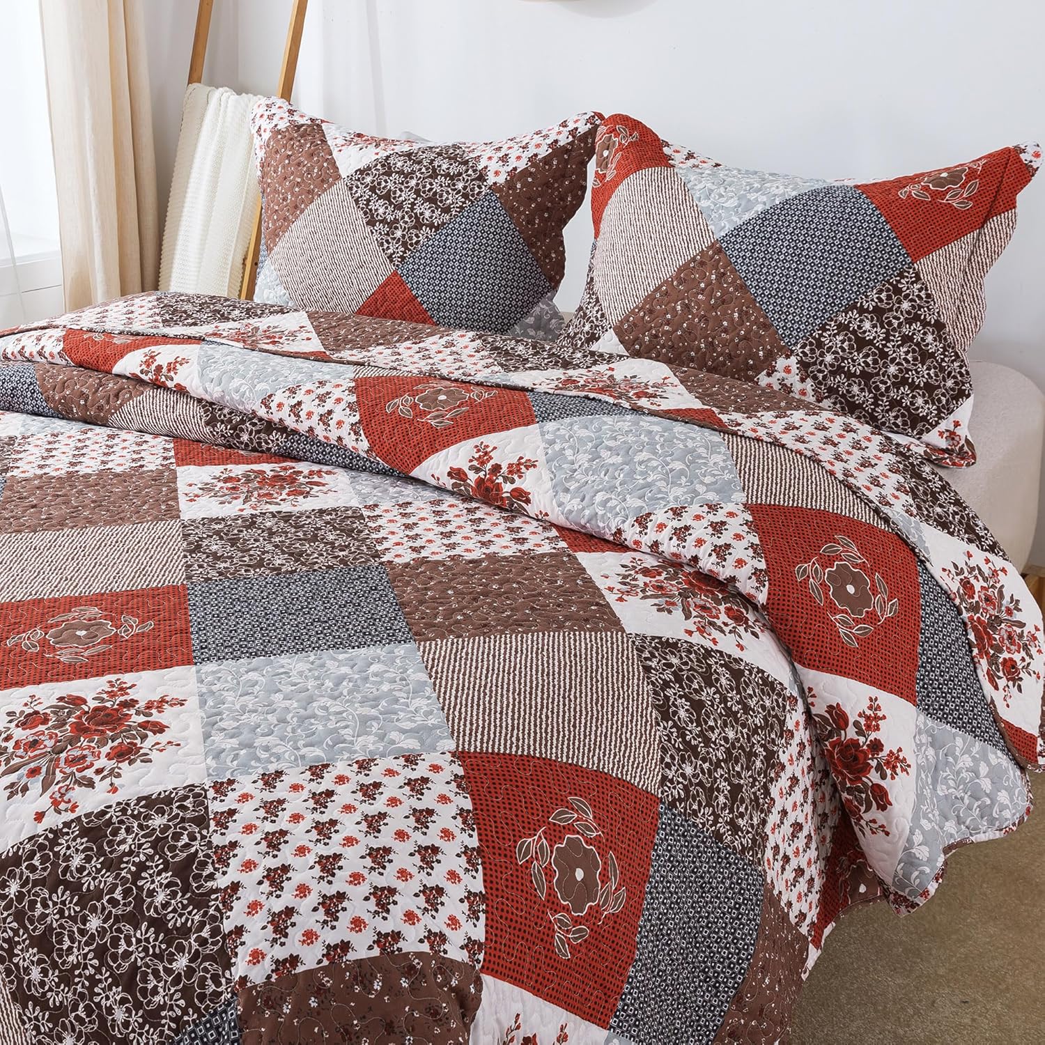 HoneiLife Quilt Set King Size - Amaranth Red